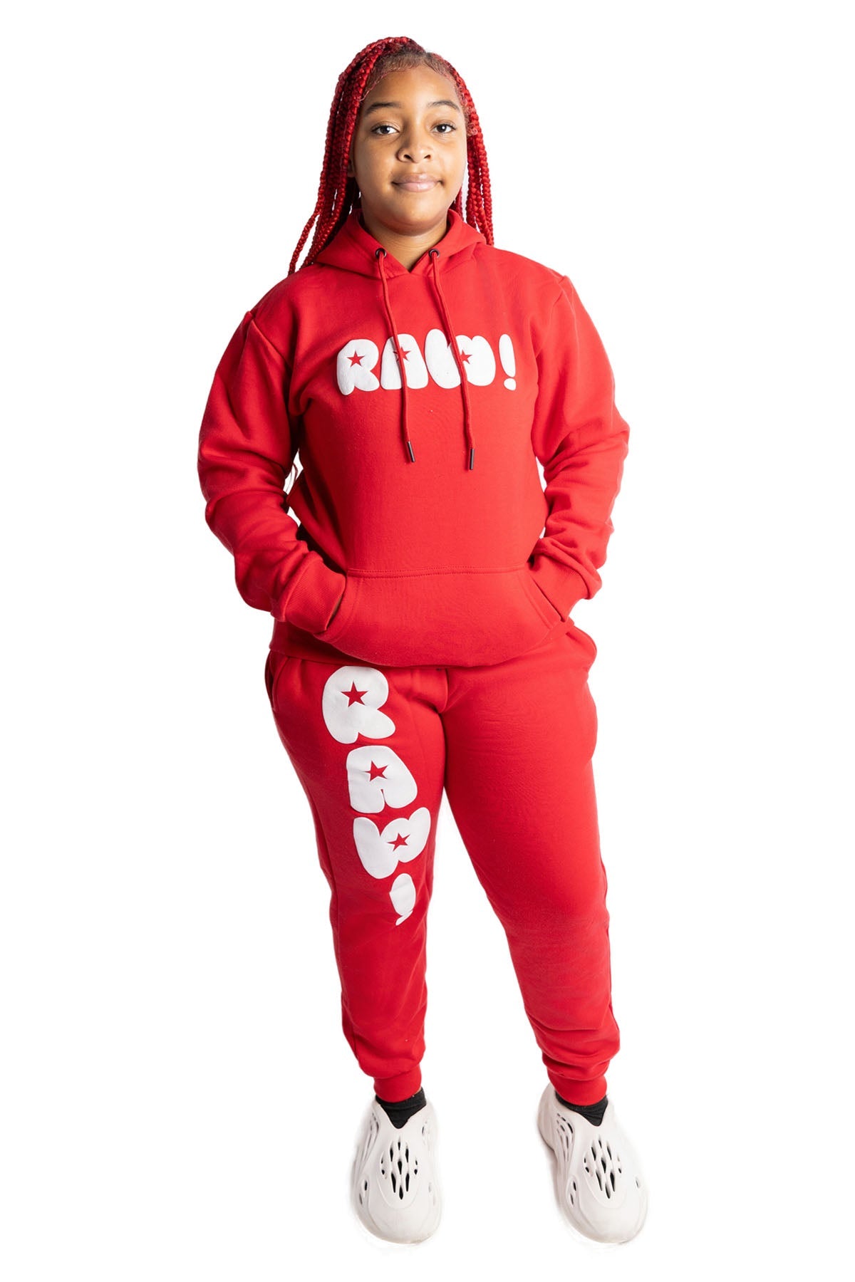 Kids RAW Star White Puff Hoodie and Jogger Set