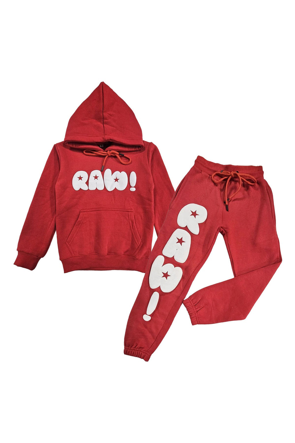 Kids RAW Star White Puff Hoodie and Jogger Set