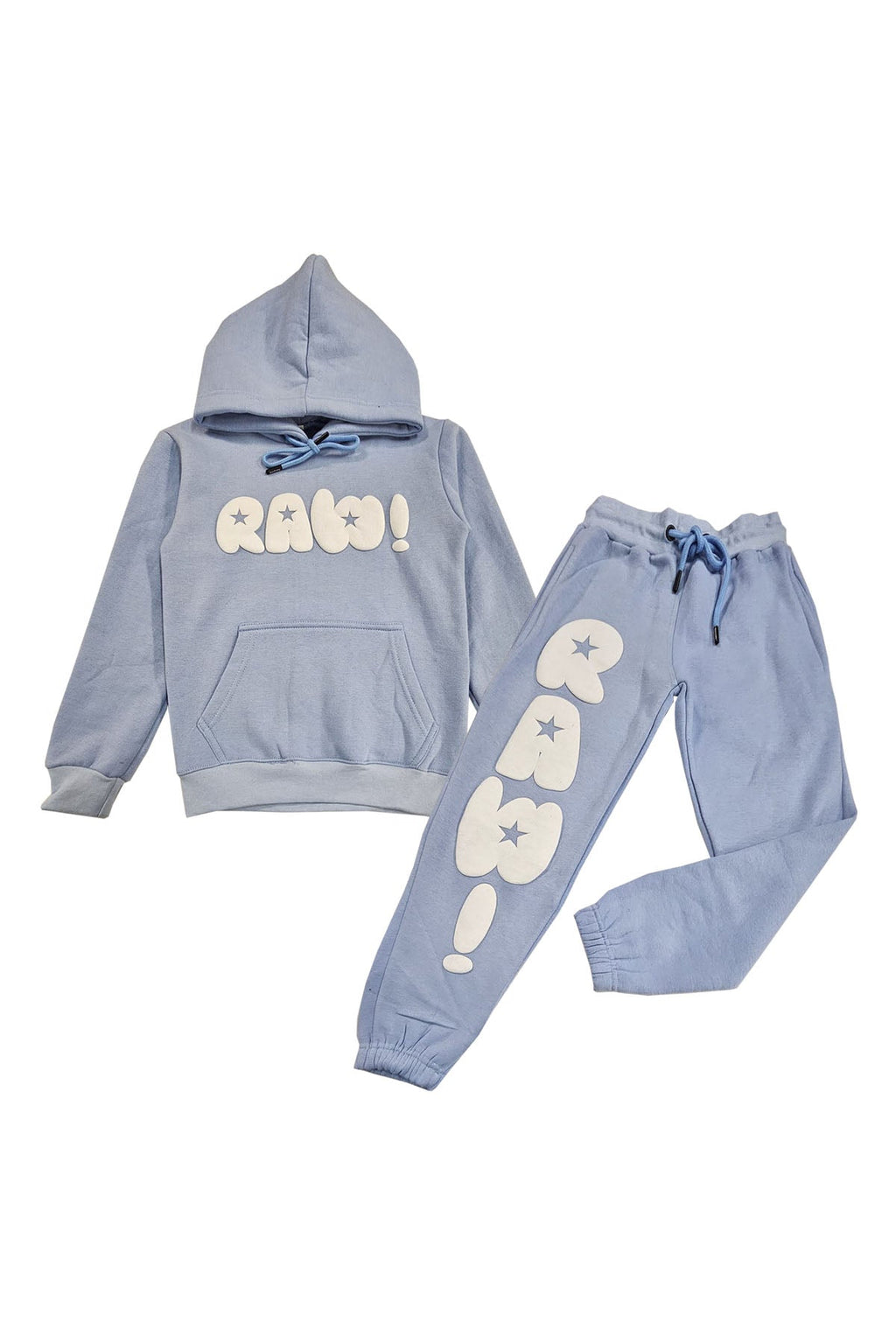 Kids RAW Star White Puff Hoodie and Jogger Set