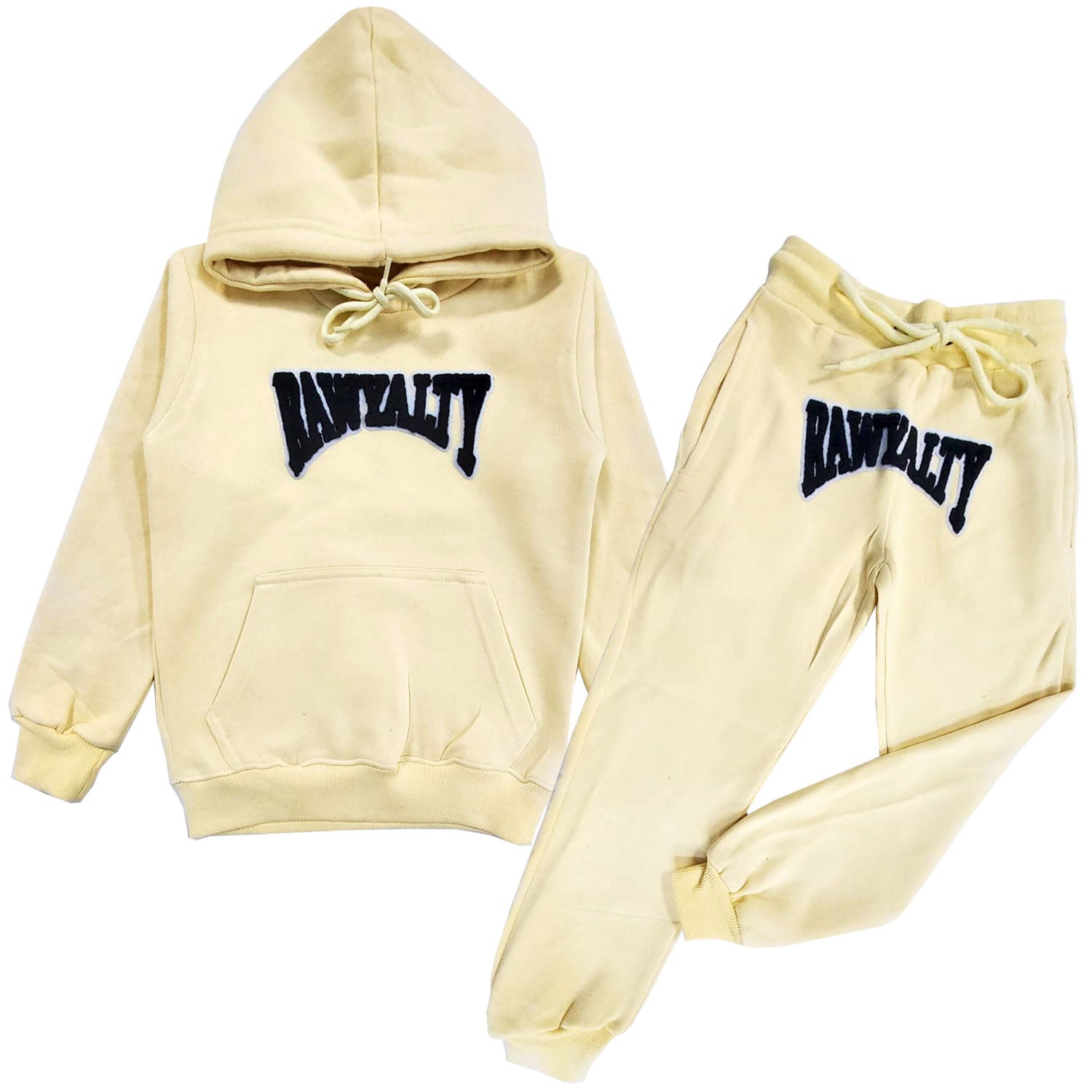 Kids Rawyalty Black Chenille Hoodie and Jogger Set