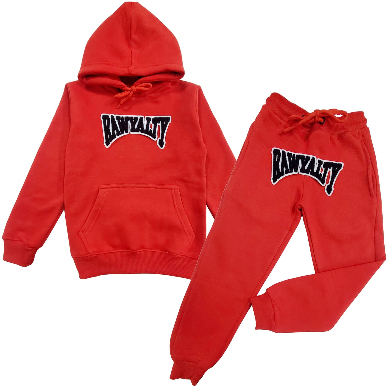 Kids Rawyalty Black Chenille Hoodie and Jogger Set