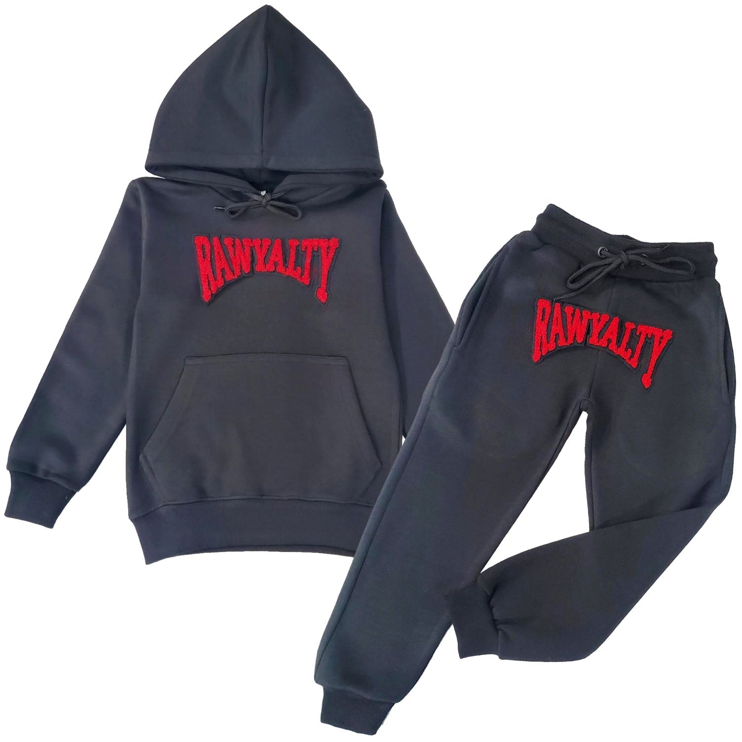 Kids Rawyalty Red Chenille Hoodie and Jogger Set