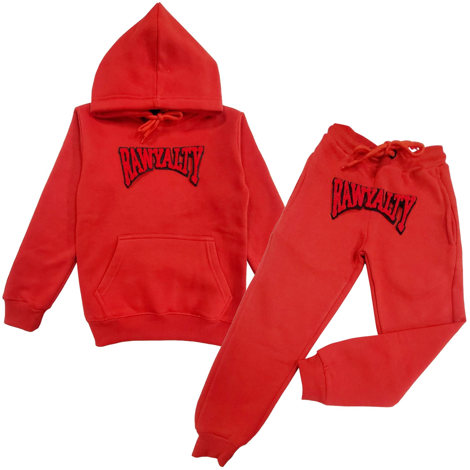 Kids Rawyalty Red Chenille Hoodie and Jogger Set