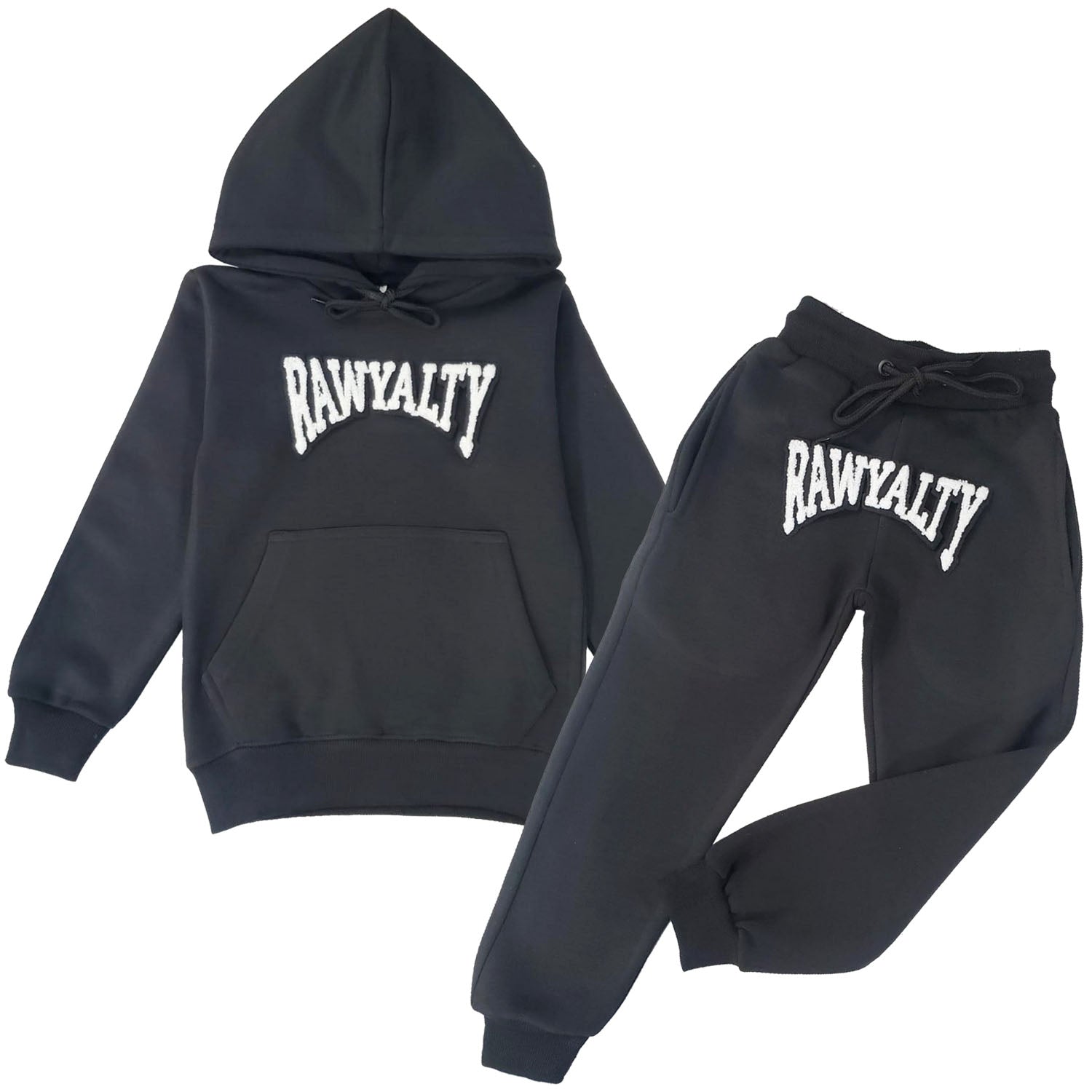 Kids Rawyalty White Chenille Hoodie and Jogger Set