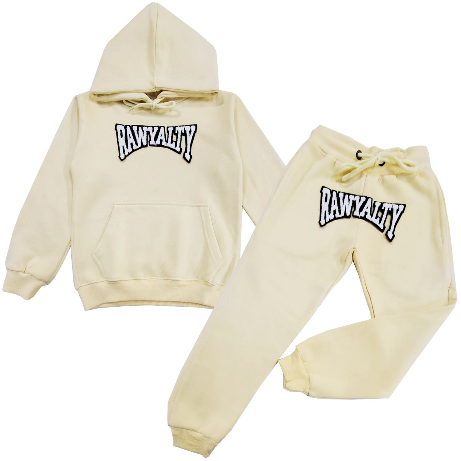Kids Rawyalty White Chenille Hoodie and Jogger Set