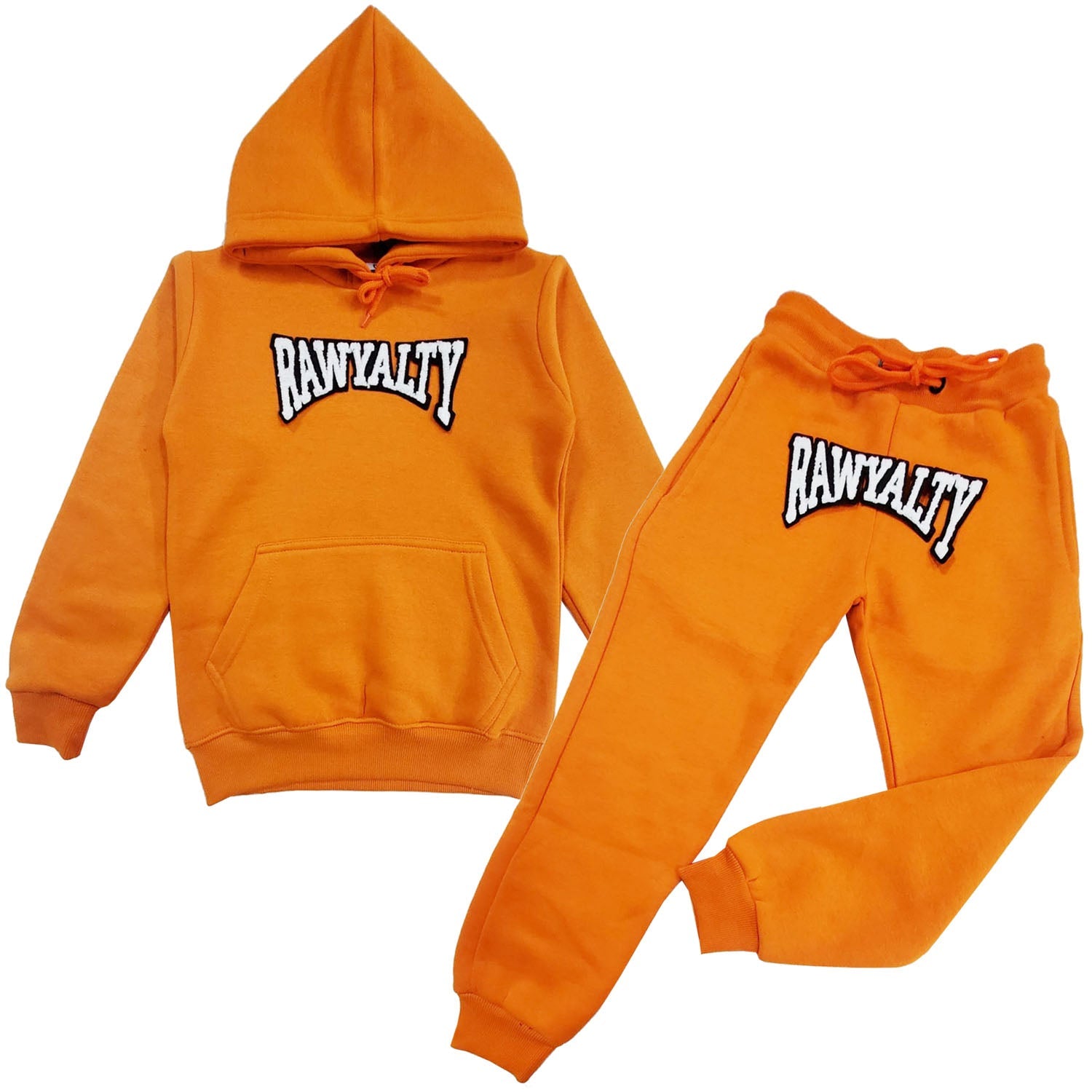 Kids Rawyalty White Chenille Hoodie and Jogger Set