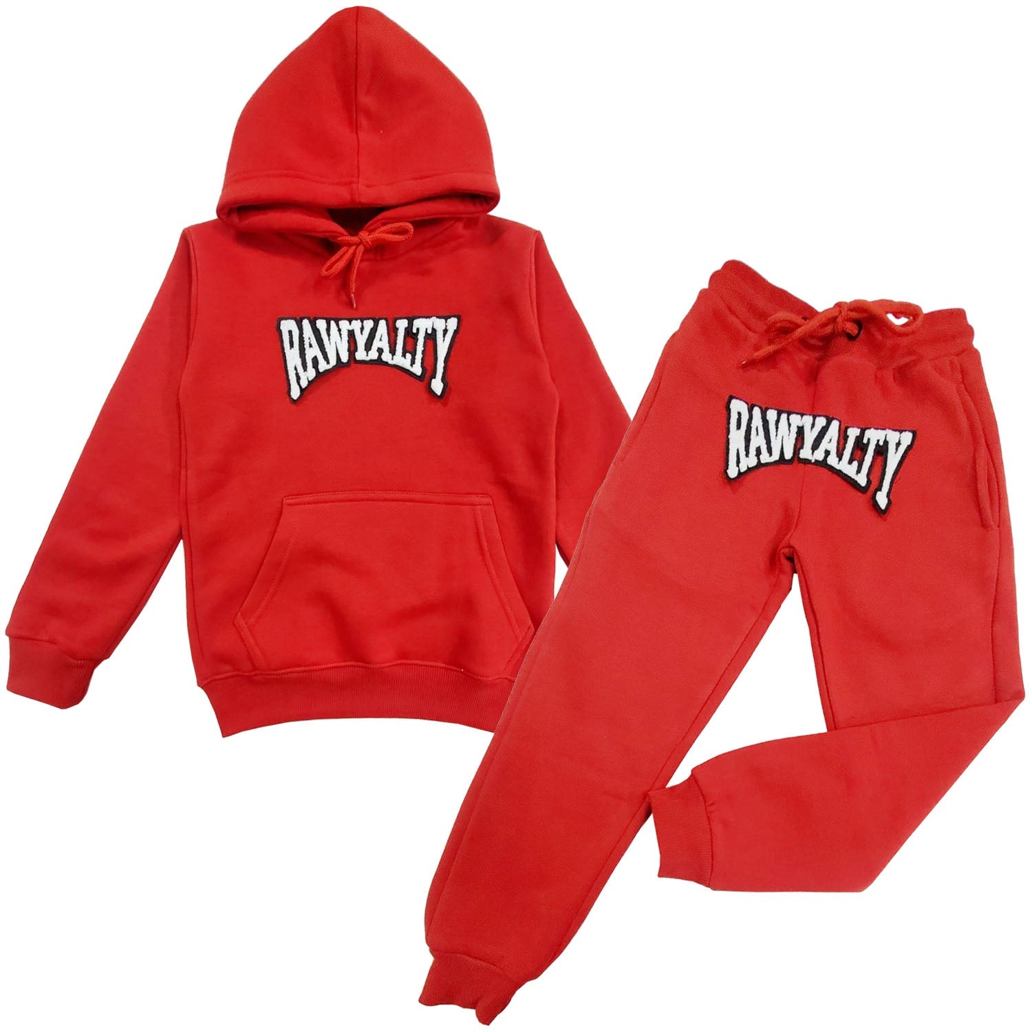 Kids Rawyalty White Chenille Hoodie and Jogger Set