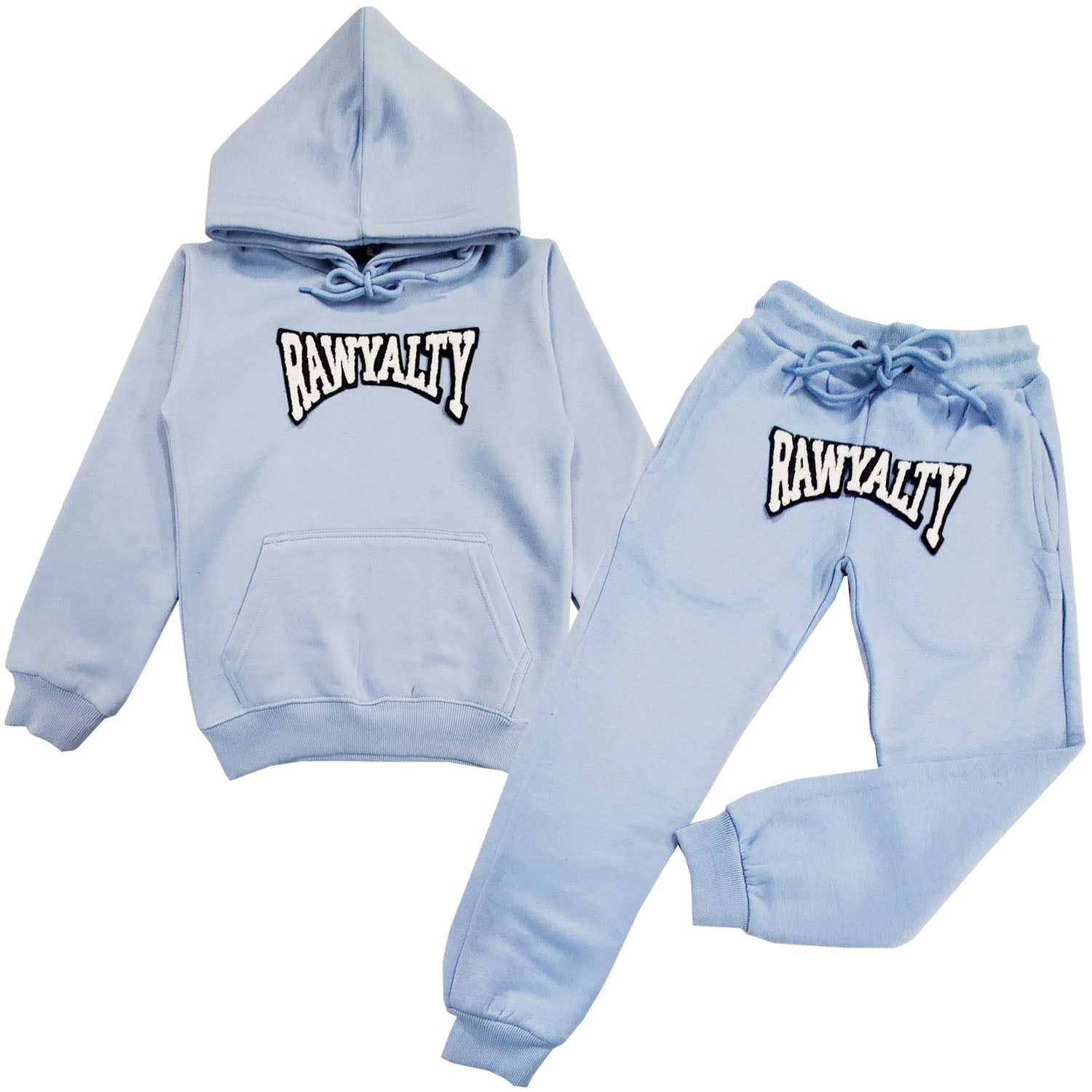 Kids Rawyalty White Chenille Hoodie and Jogger Set