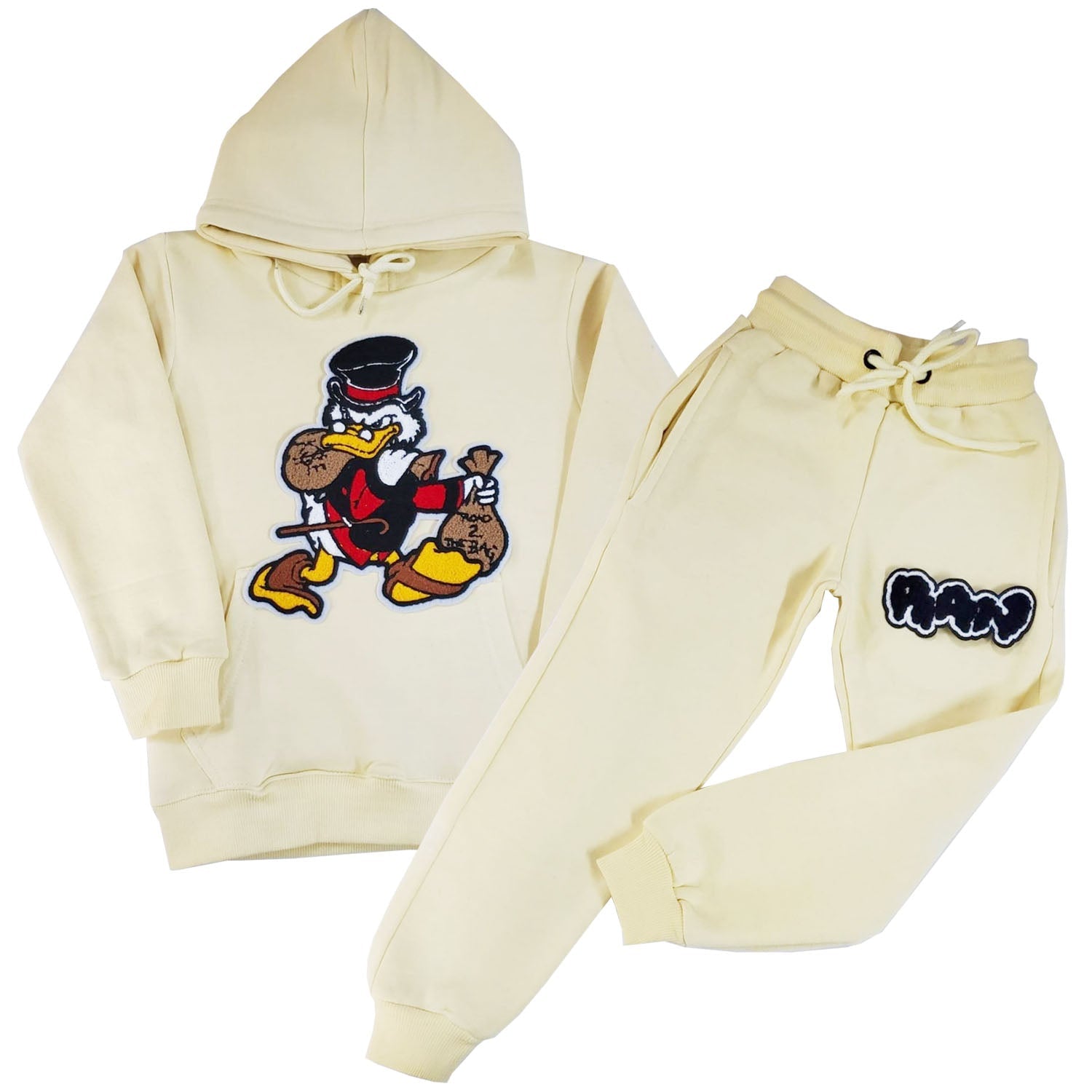 Kids Secure The Bag Chenille Hoodie and RAW Drip Black Chenille Jogger Set