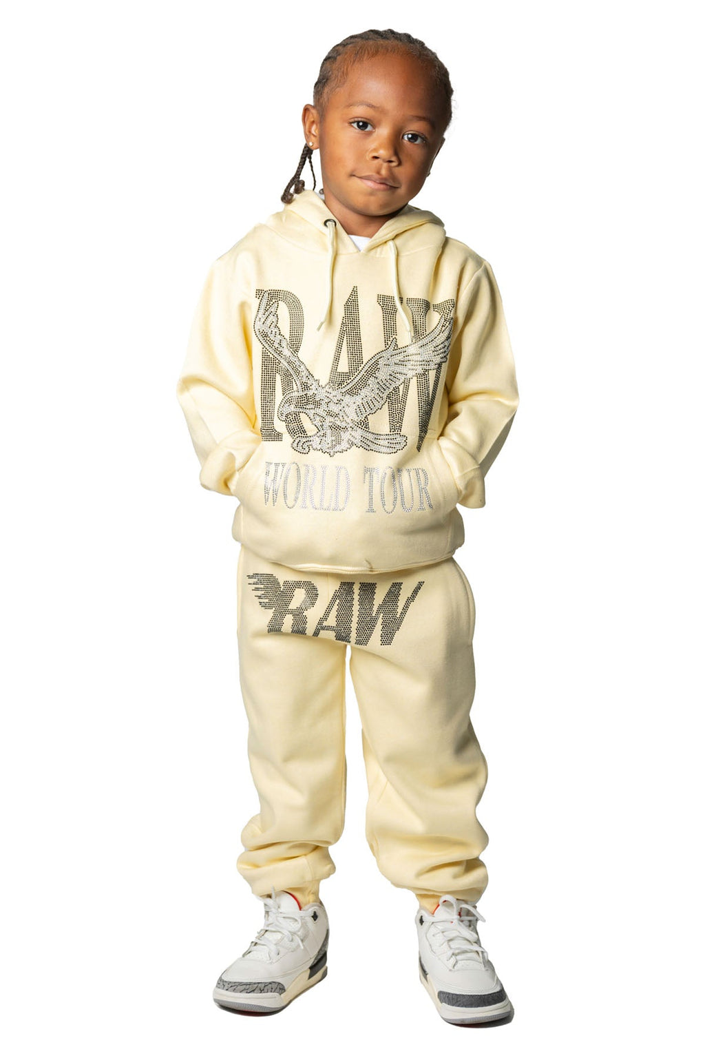 Kids RAW World Tour Black Bling Hoodie and RAW Wing Black Bling Jogger Set