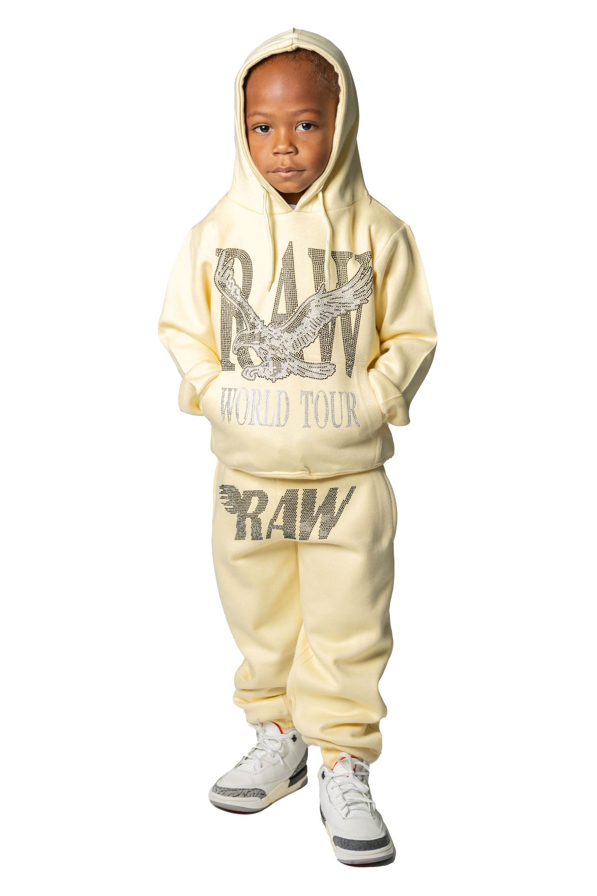 Kids RAW World Tour Black Bling Hoodie and RAW Wing Black Bling Jogger Set