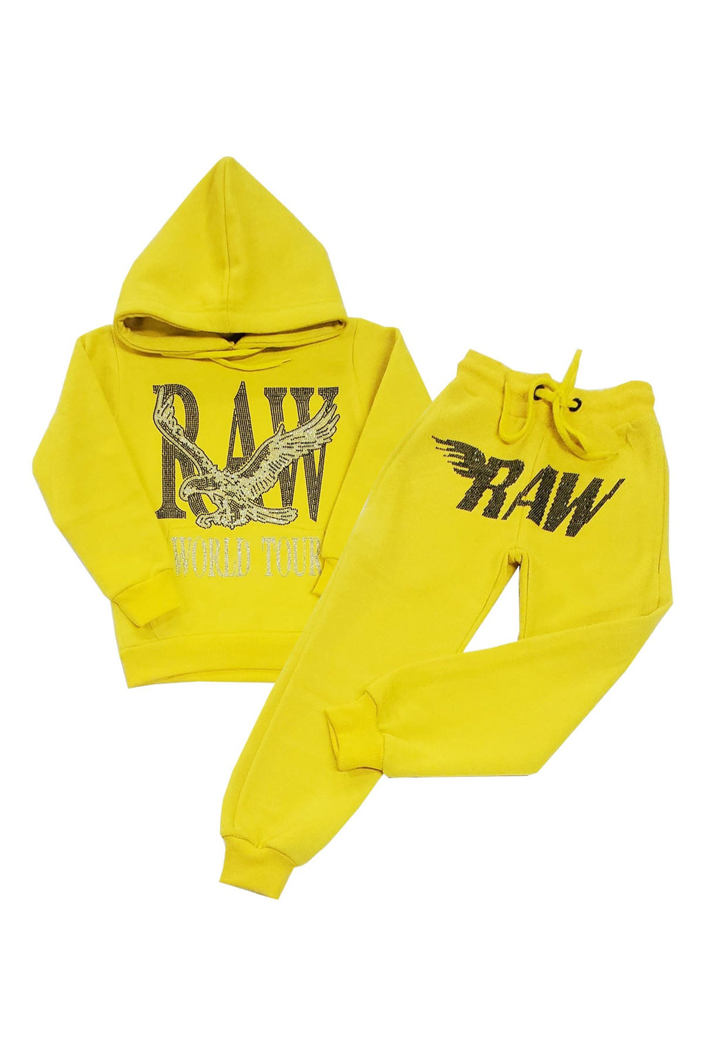 Kids RAW World Tour Black Bling Hoodie and RAW Wing Black Bling Jogger Set