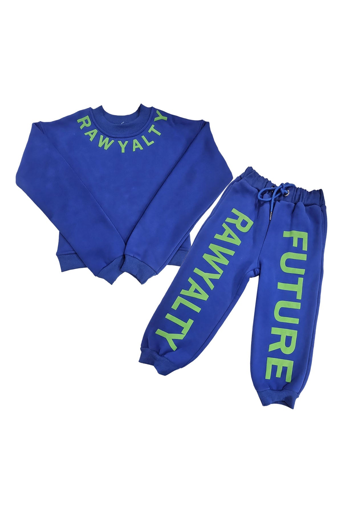 Kids RAWYALTY FUTURE Lime Green Puff Long Sleeve Shirt and Jogger Set