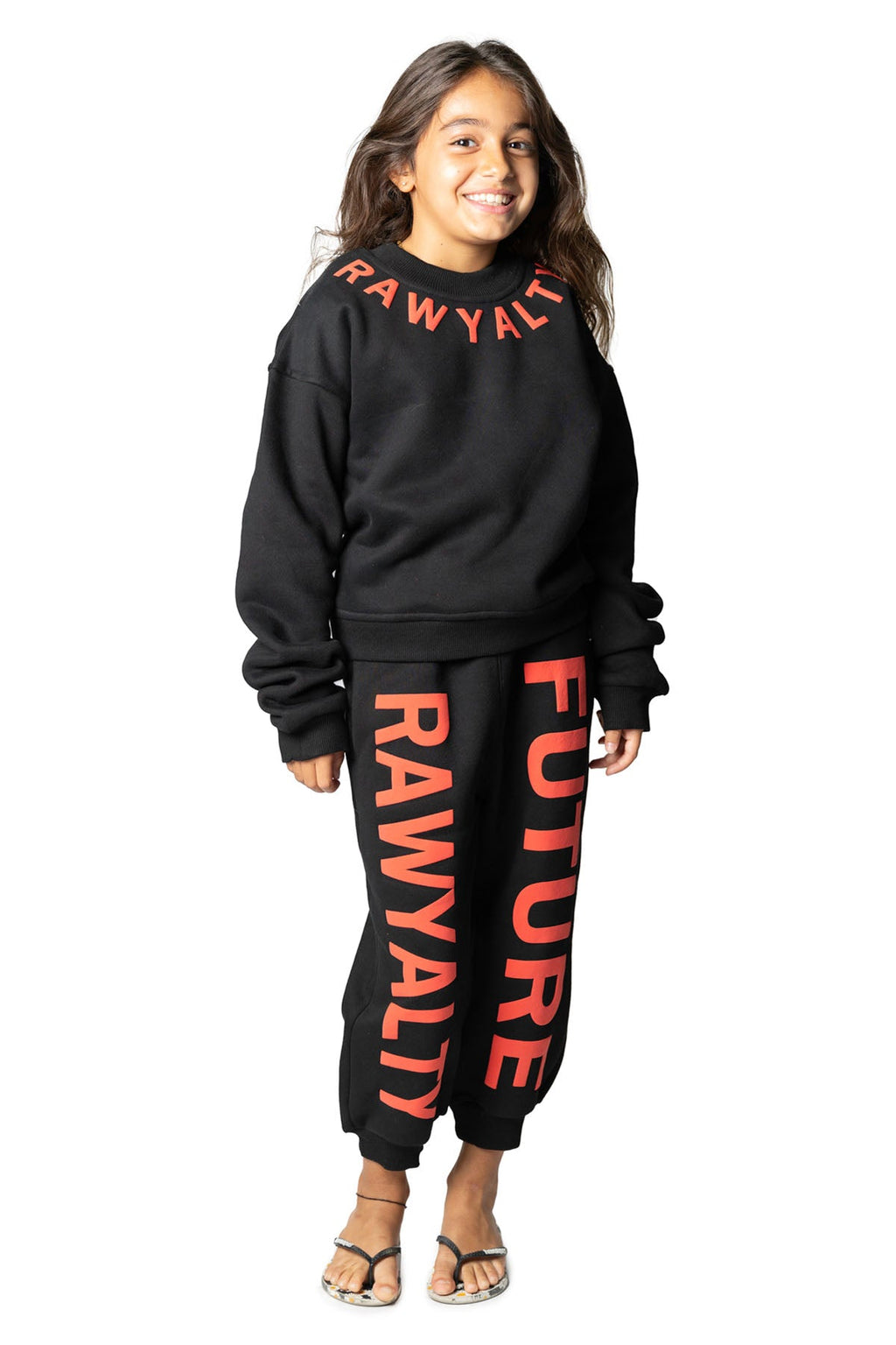 Kids RAWYALTY FUTURE Red Puff Long Sleeve Shirt and Jogger Set