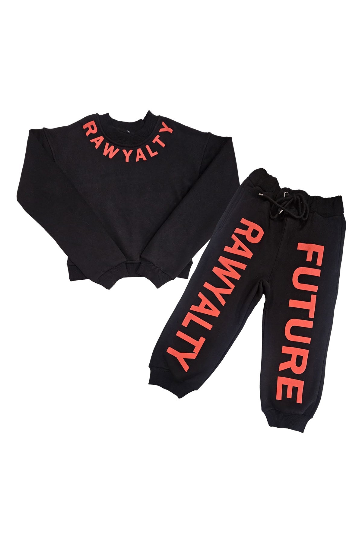 Kids RAWYALTY FUTURE Red Puff Long Sleeve Shirt and Jogger Set