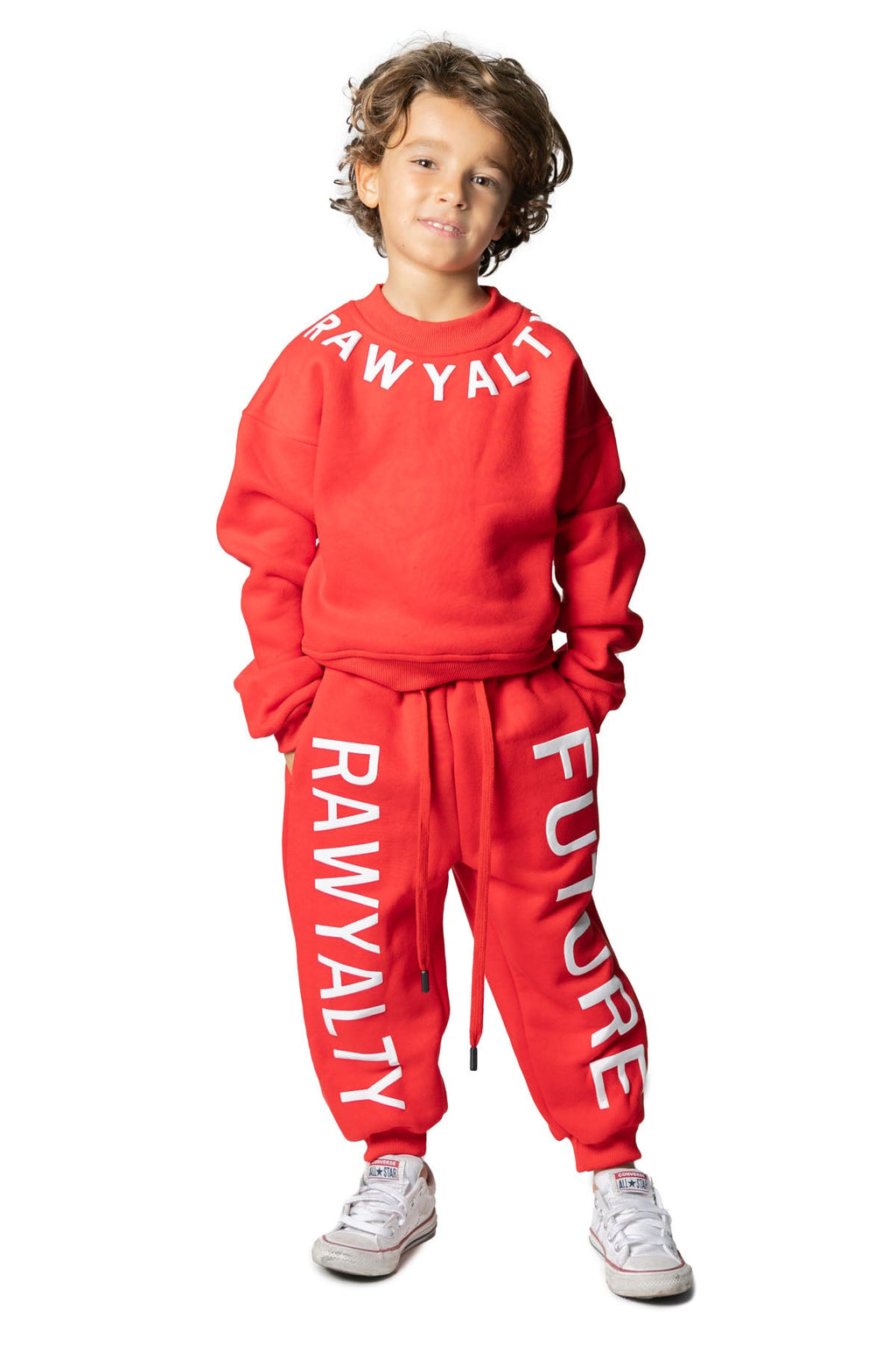 Kids RAWYALTY FUTURE White Puff Long Sleeve Shirt and Jogger Set