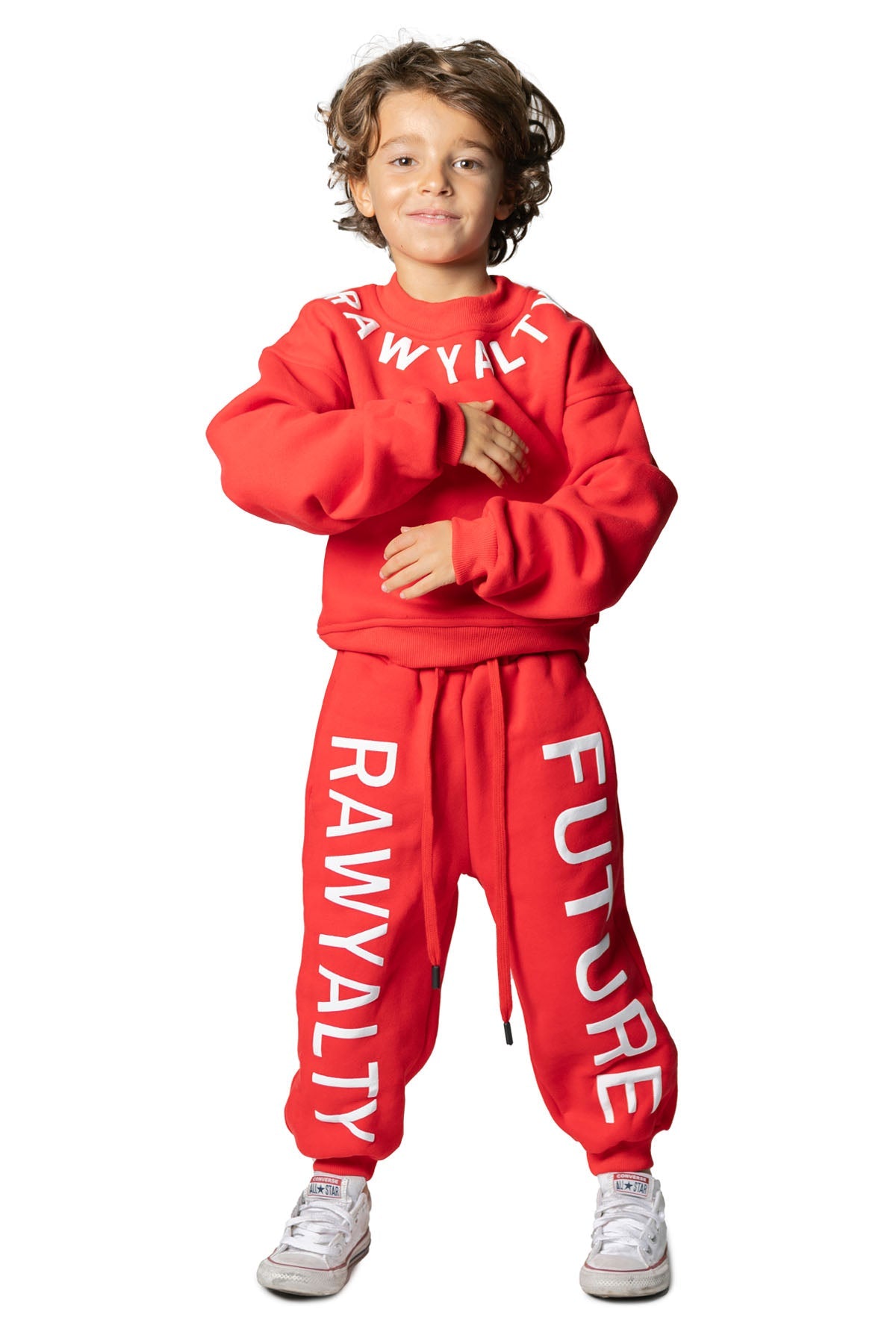 Kids RAWYALTY FUTURE White Puff Long Sleeve Shirt and Jogger Set