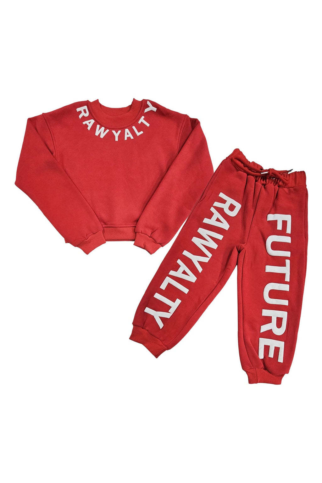 Kids RAWYALTY FUTURE White Puff Long Sleeve Shirt and Jogger Set