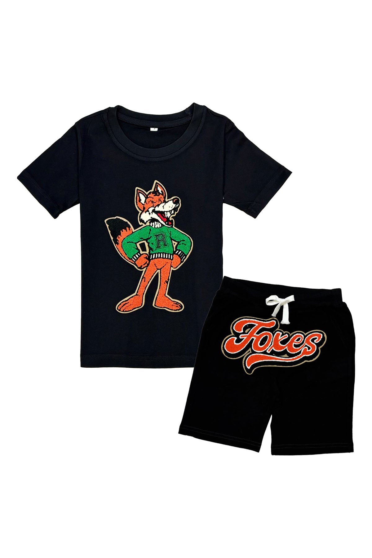 Kids Foxes Chenille T-Shirt and Cotton Shorts Set