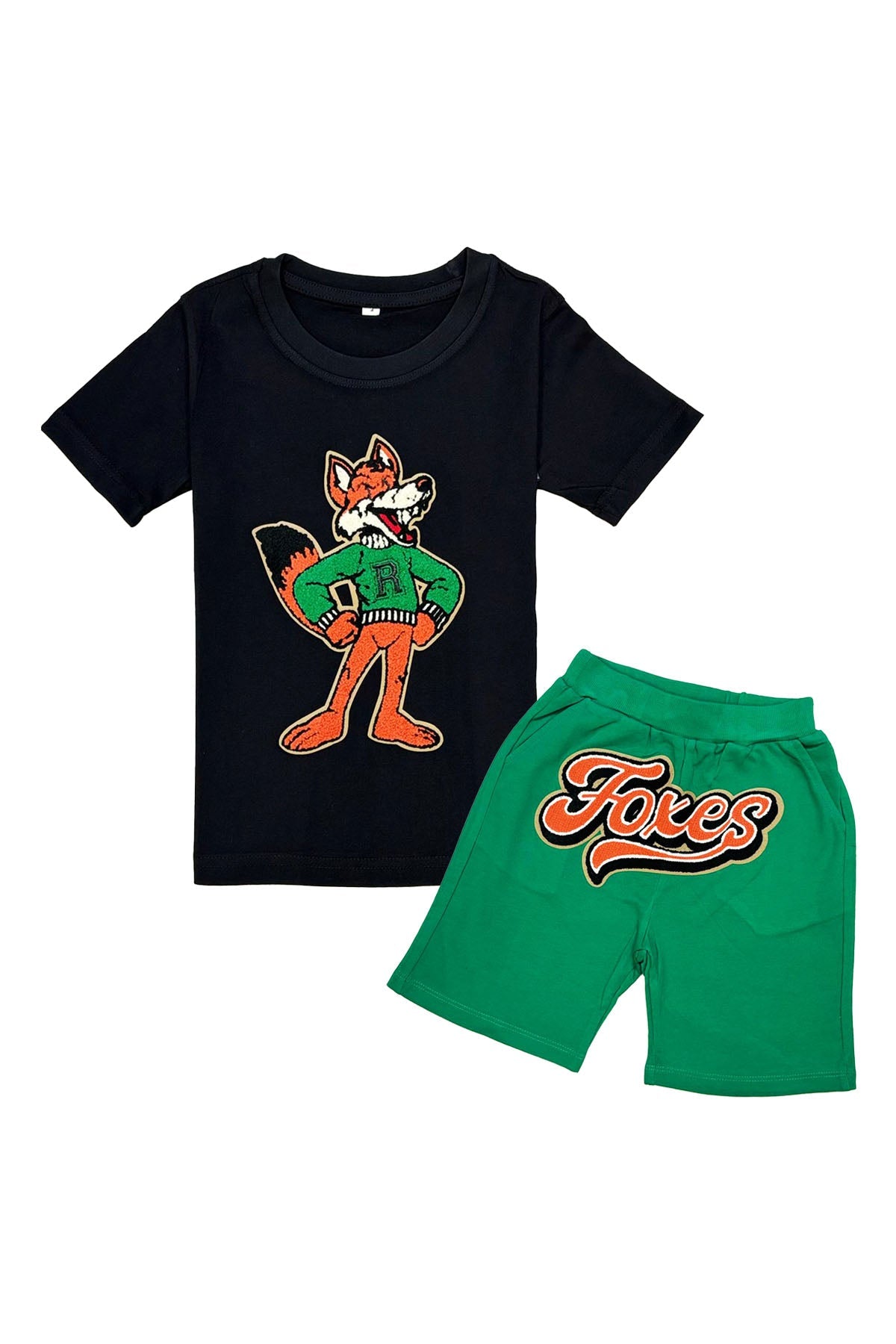 Kids Foxes Chenille T-Shirt and Cotton Shorts Set