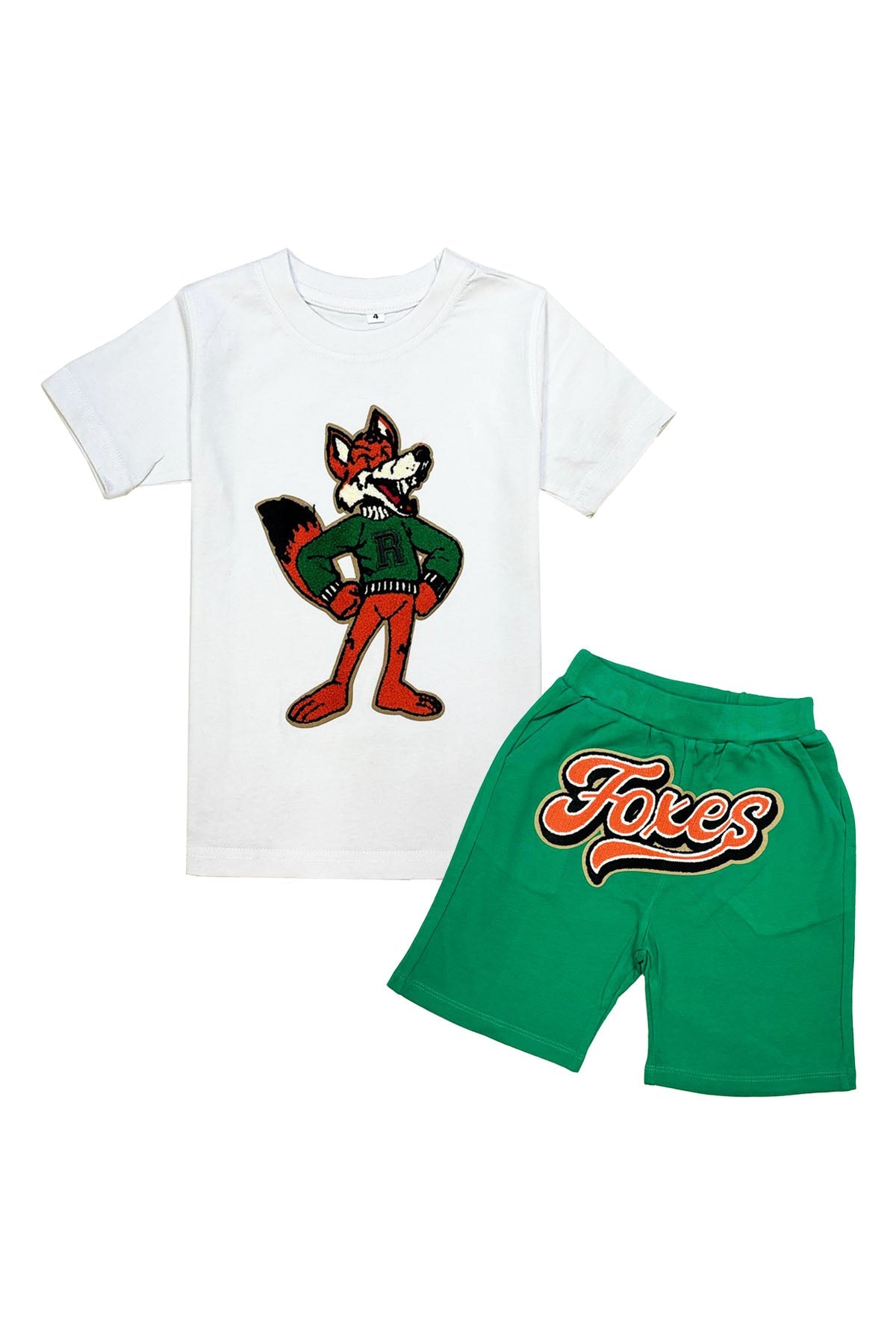 Kids Foxes Chenille T-Shirt and Cotton Shorts Set