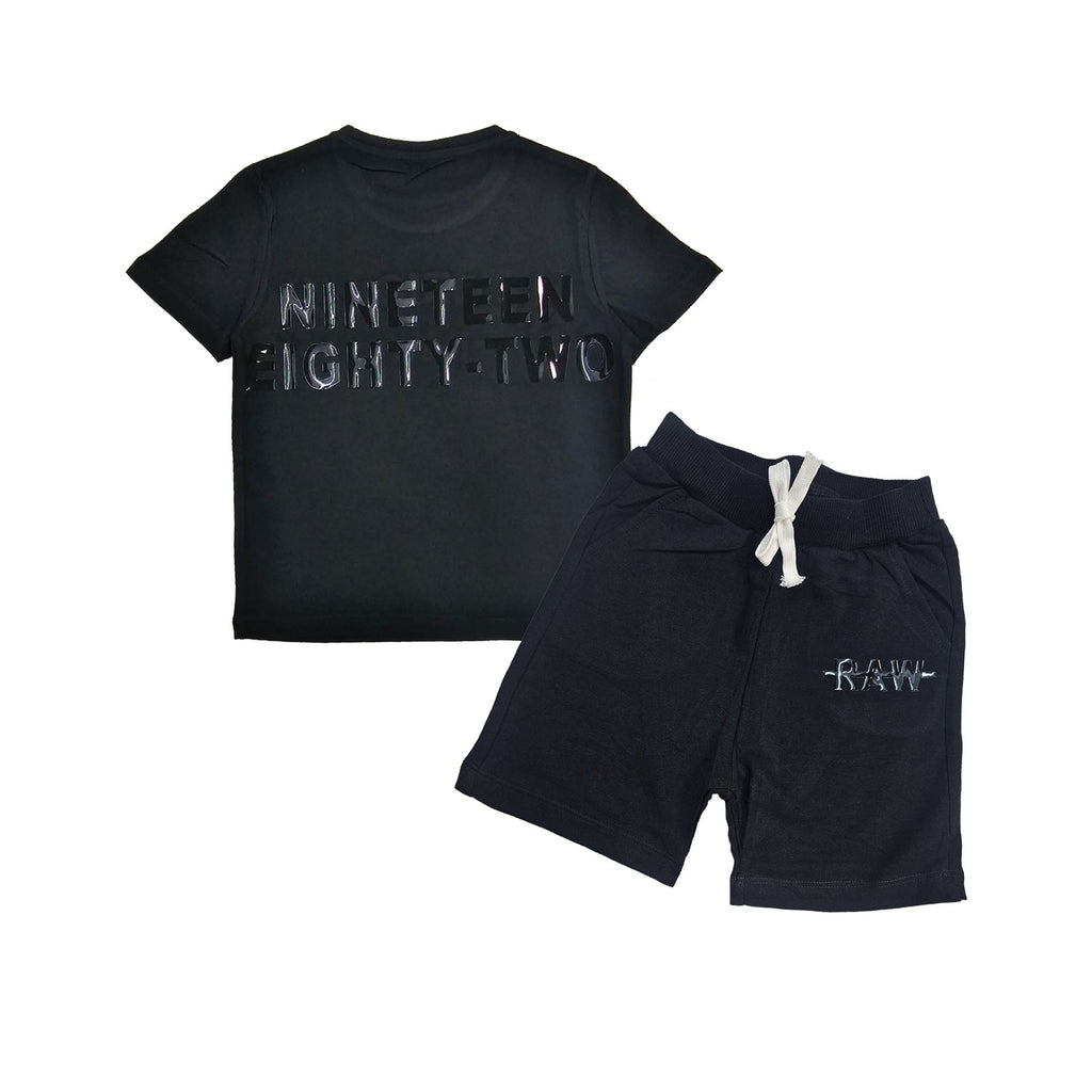 Kids The Original -RAW- Black Silicone T-Shirt and Cotton Shorts Set