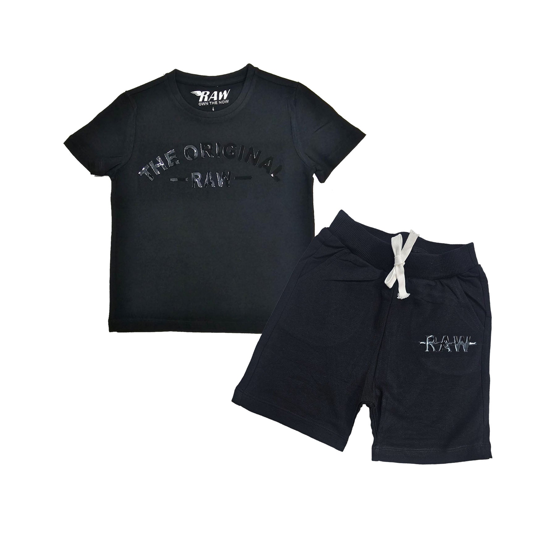 Kids The Original -RAW- Black Silicone T-Shirt and Cotton Shorts Set