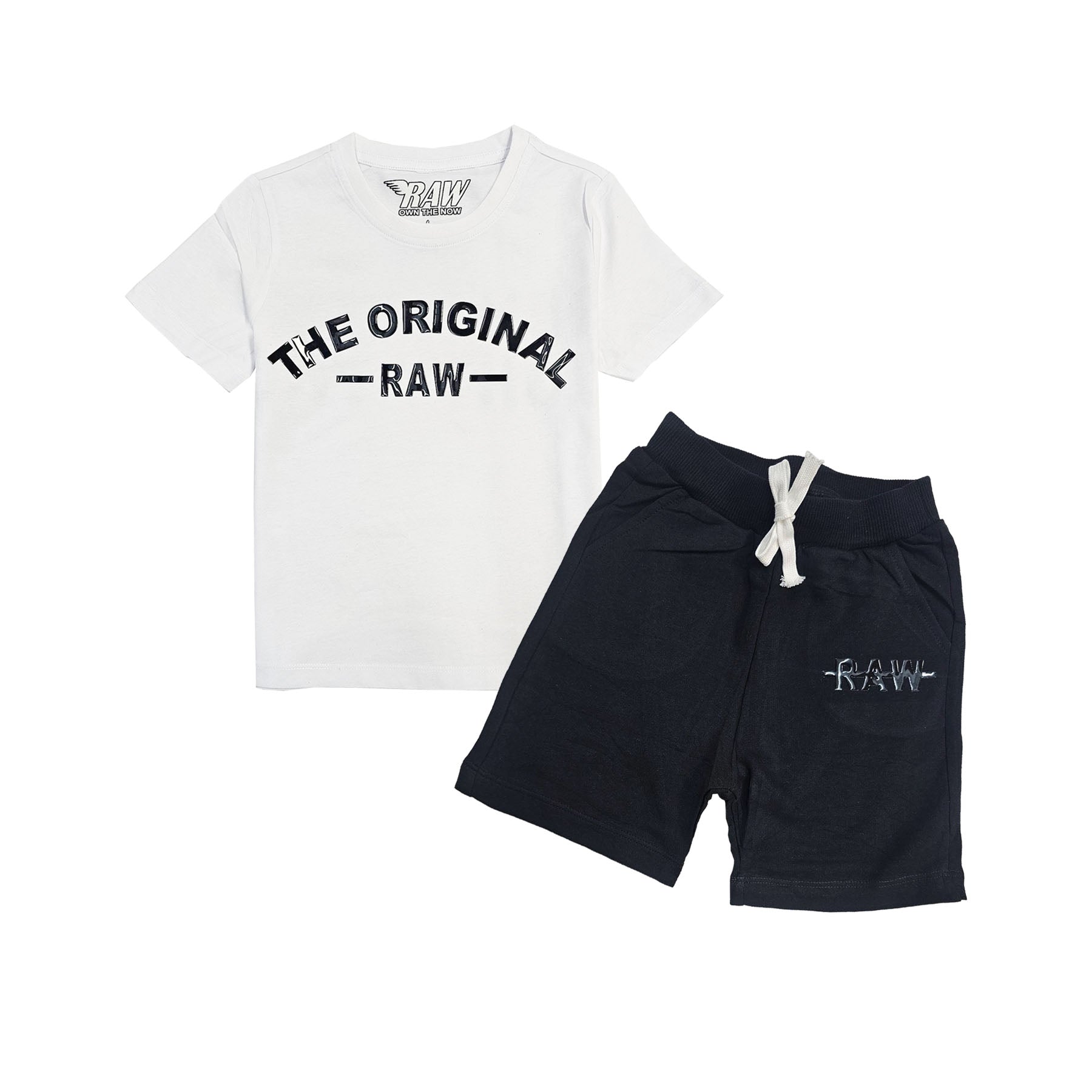 Kids The Original -RAW- Black Silicone T-Shirt and Cotton Shorts Set