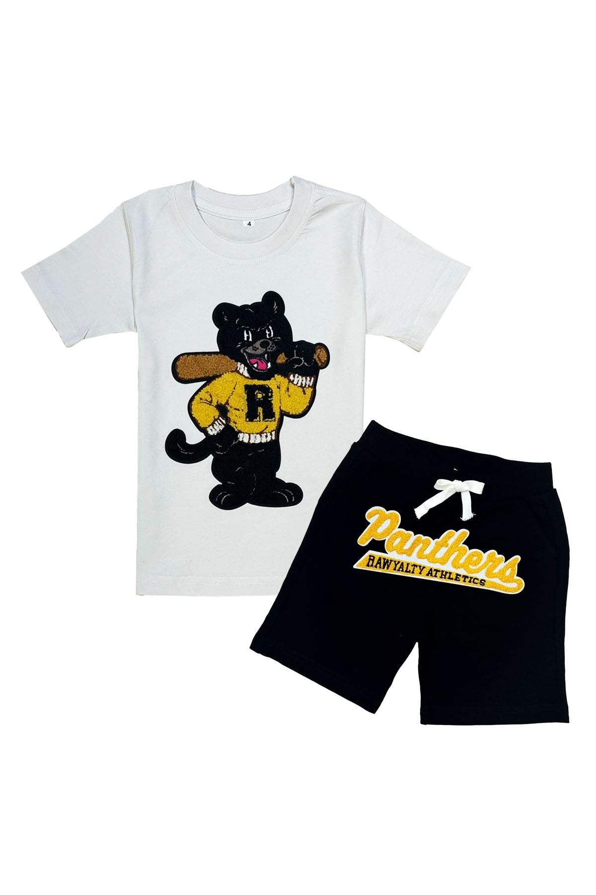 Kids Panthers Chenille T-Shirt and Cotton Shorts Set