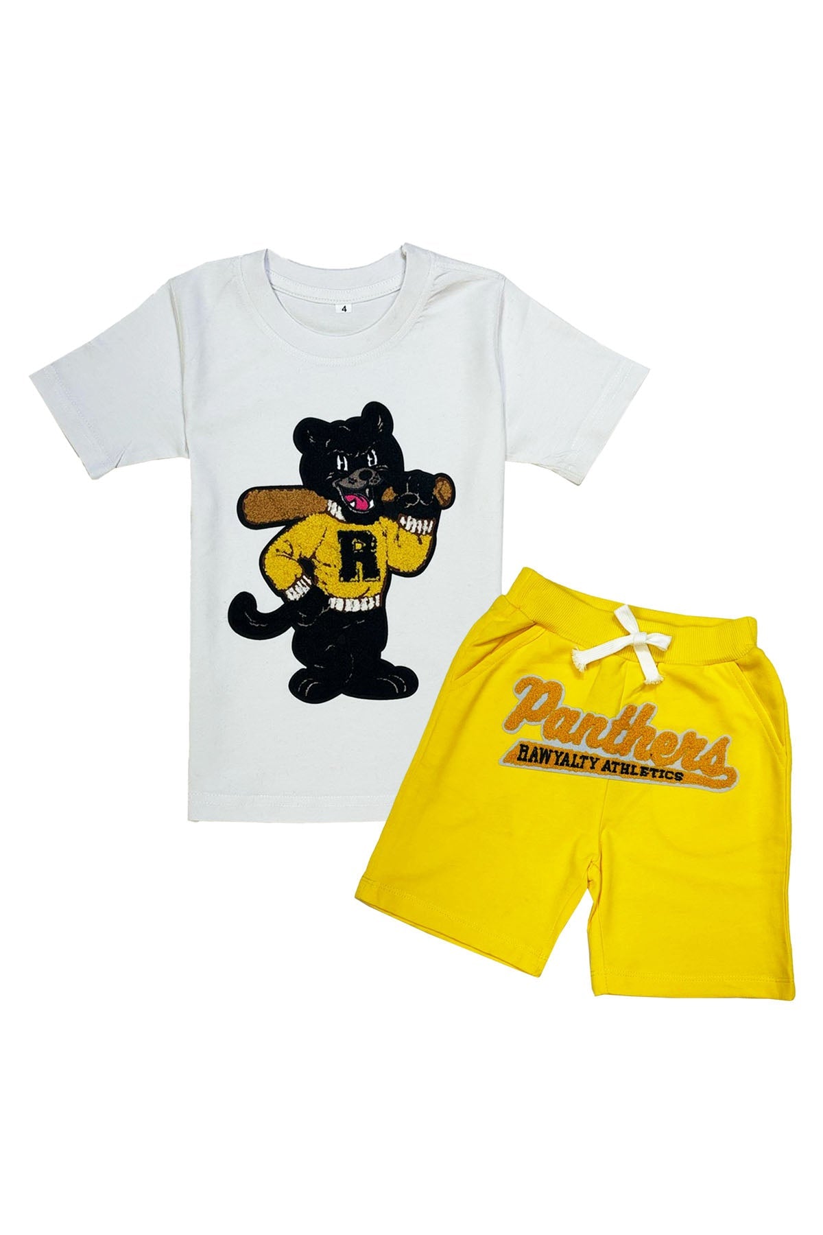 Kids Panthers Chenille T-Shirt and Cotton Shorts Set