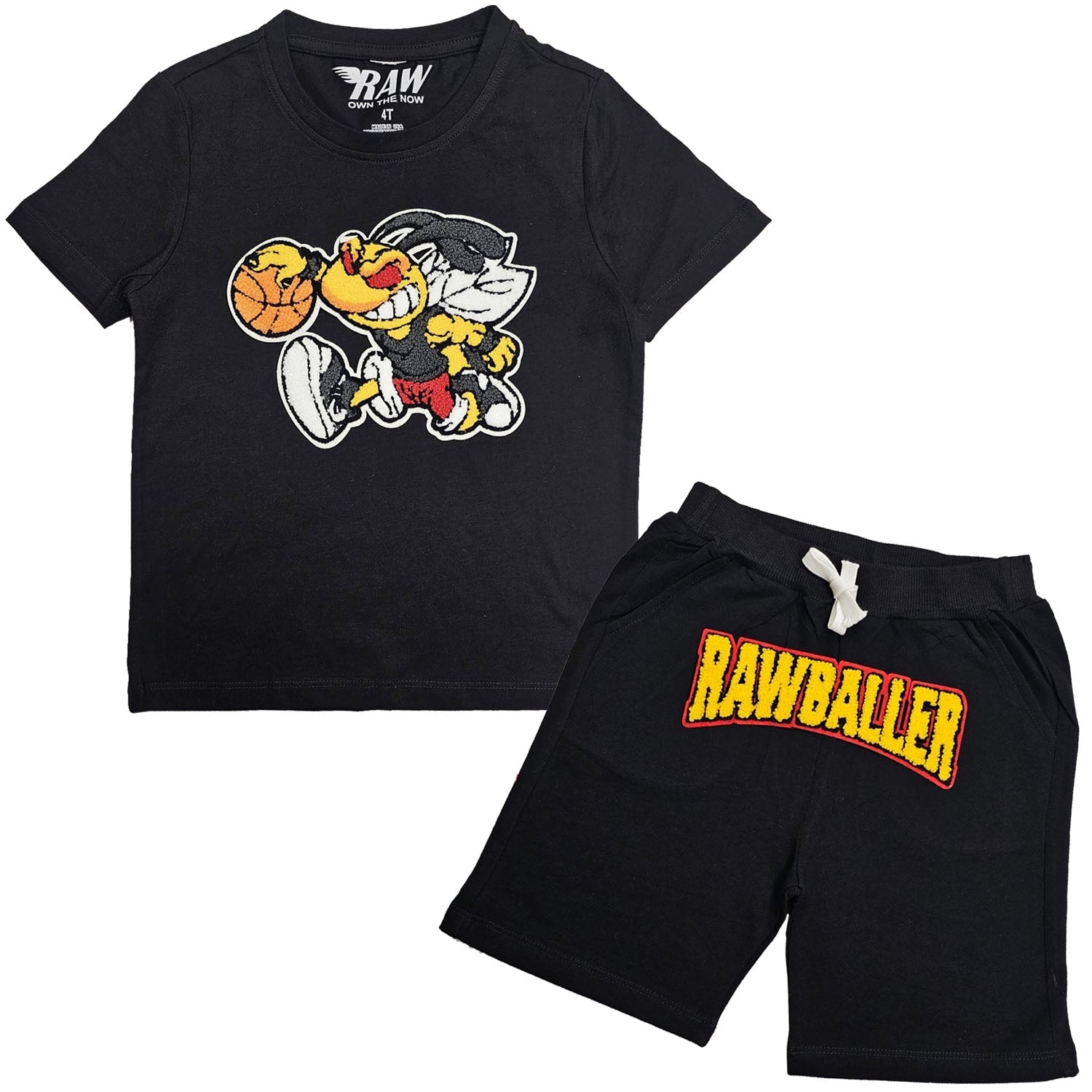 Kids Rawballer Chenille T-Shirts and Cotton Shorts Set