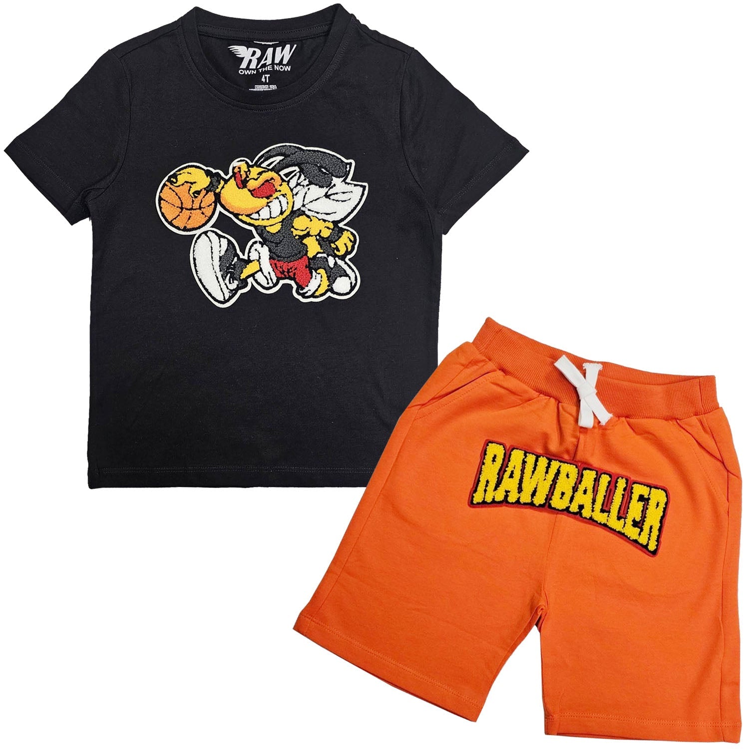 Kids Rawballer Chenille T-Shirts and Cotton Shorts Set