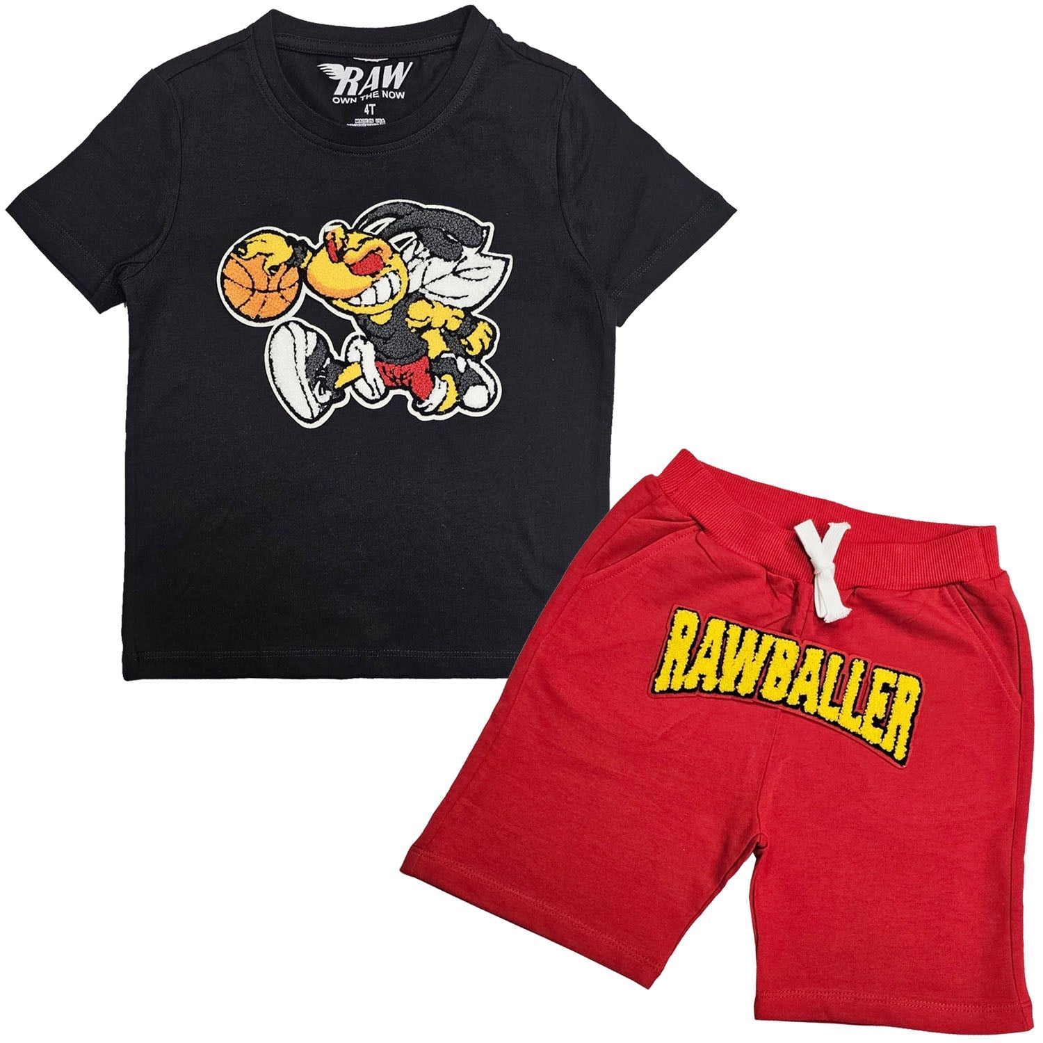 Kids Rawballer Chenille T-Shirts and Cotton Shorts Set