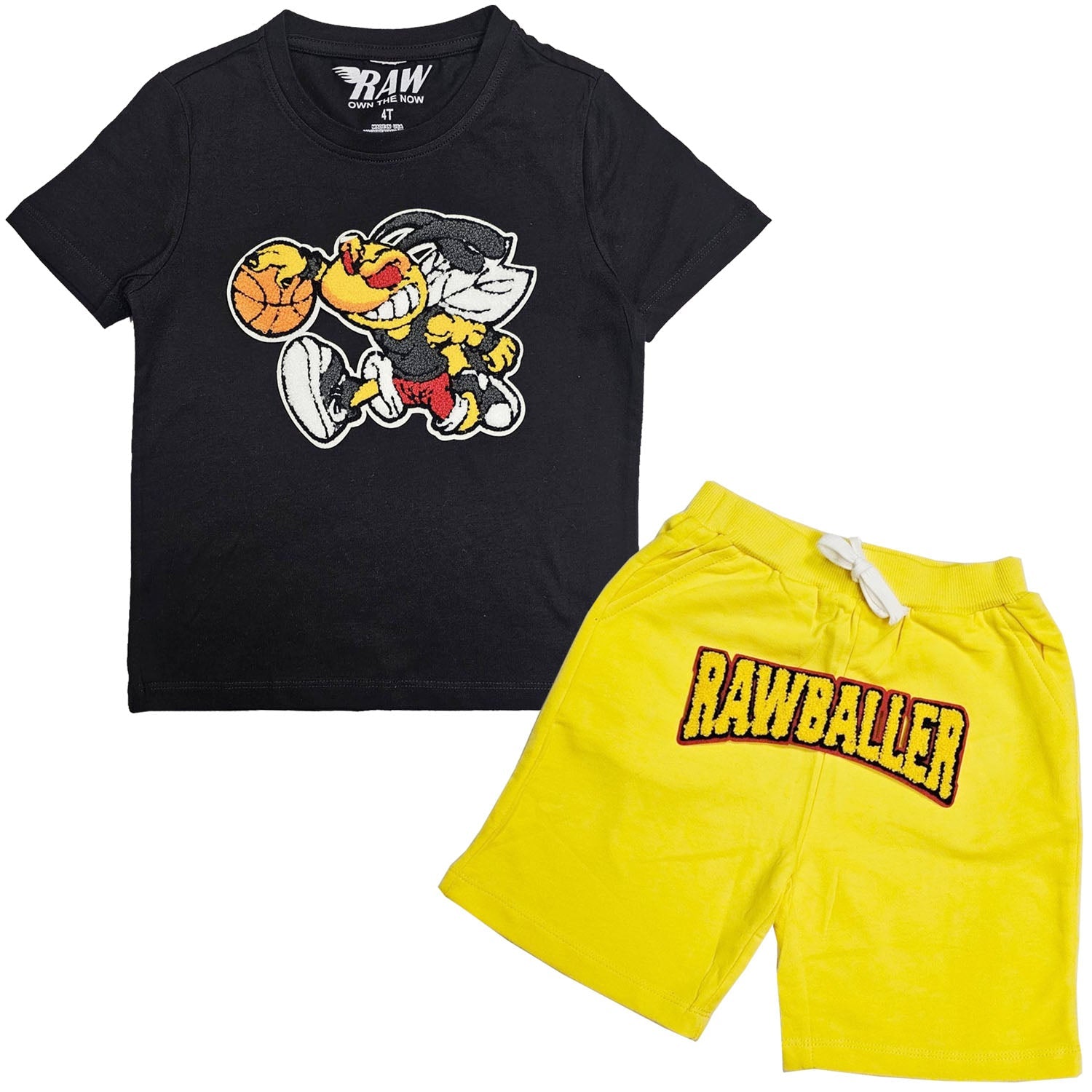 Kids Rawballer Chenille T-Shirts and Cotton Shorts Set