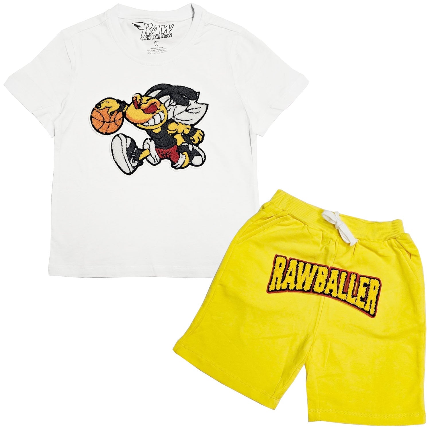 Kids Rawballer Chenille T-Shirts and Cotton Shorts Set