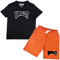 Kids Rawyalty Black Chenille T-Shirts and Cotton Shorts Set