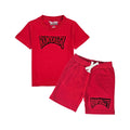 Kids Rawyalty Red Chenille T-Shirts and Cotton Shorts Set