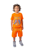 Kids Rebellion Puff Print Crew Neck T-Shirt and Cotton Shorts Set