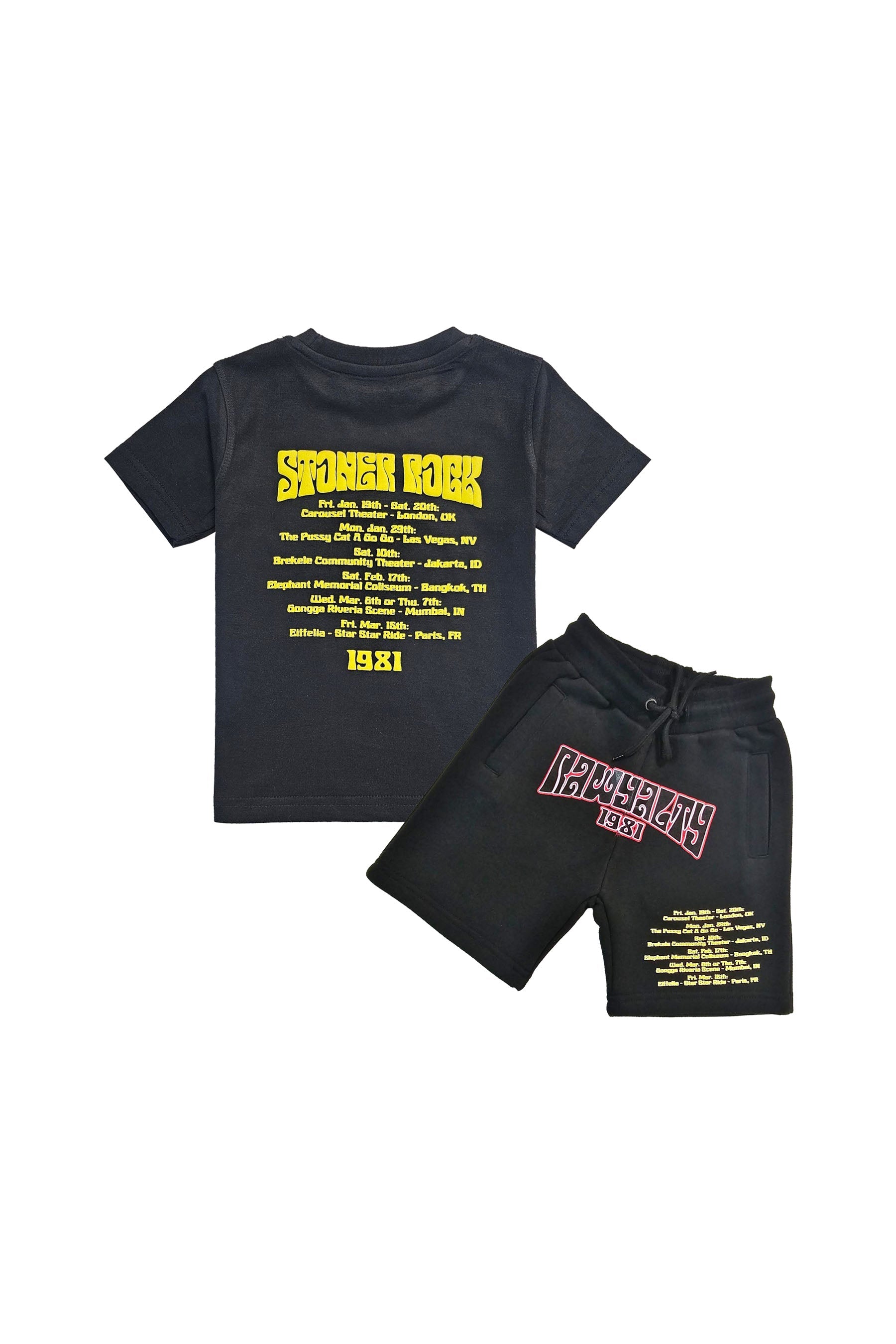 Kids Rawyalty Global Area Puff Print Crew Neck T-Shirt and Cotton Shorts Set