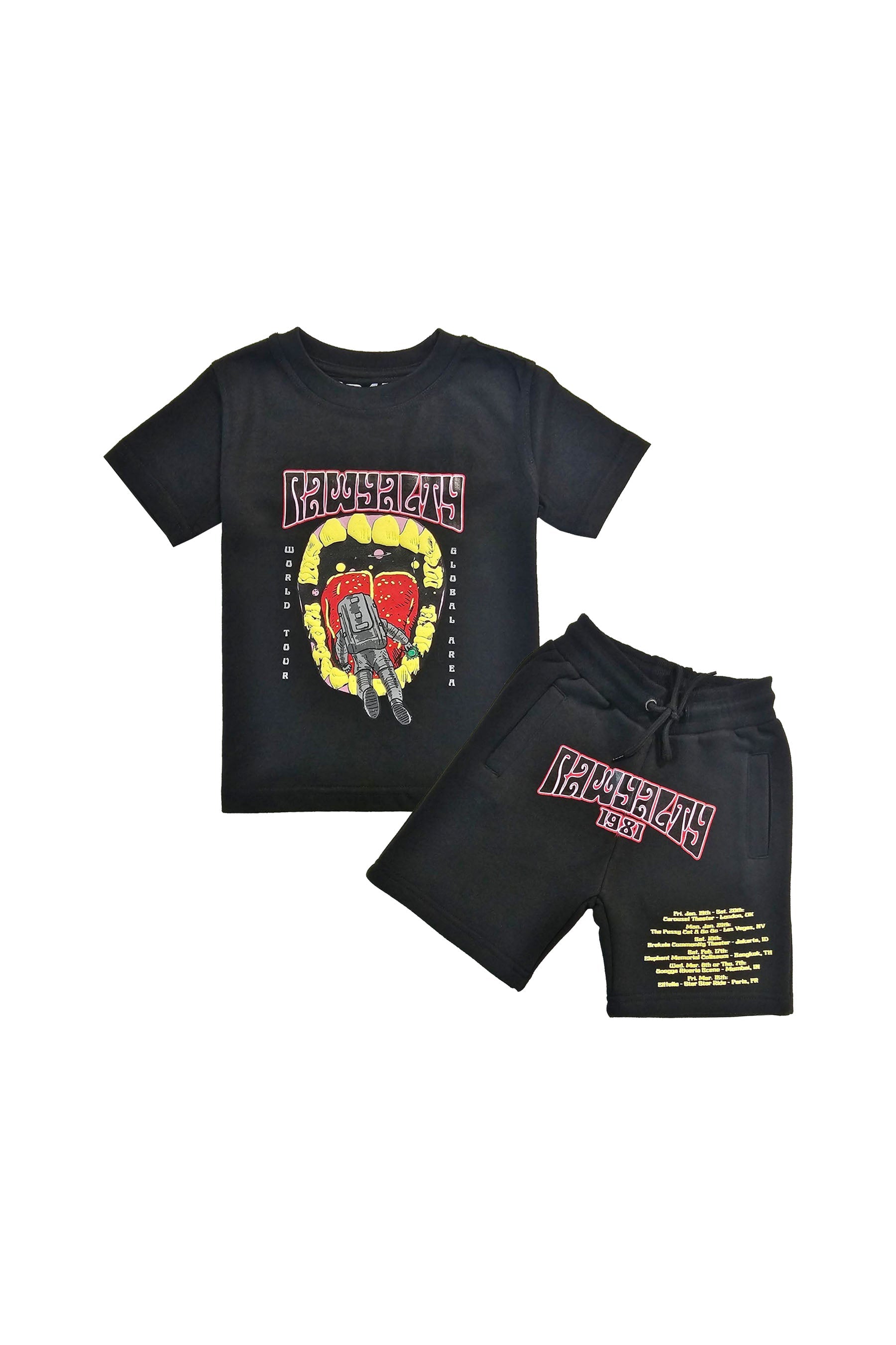 Kids Rawyalty Global Area Puff Print Crew Neck T-Shirt and Cotton Shorts Set