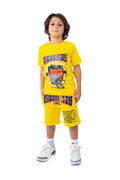 Kids Rawyalty Global Area Puff Print Crew Neck T-Shirt and Cotton Shorts Set