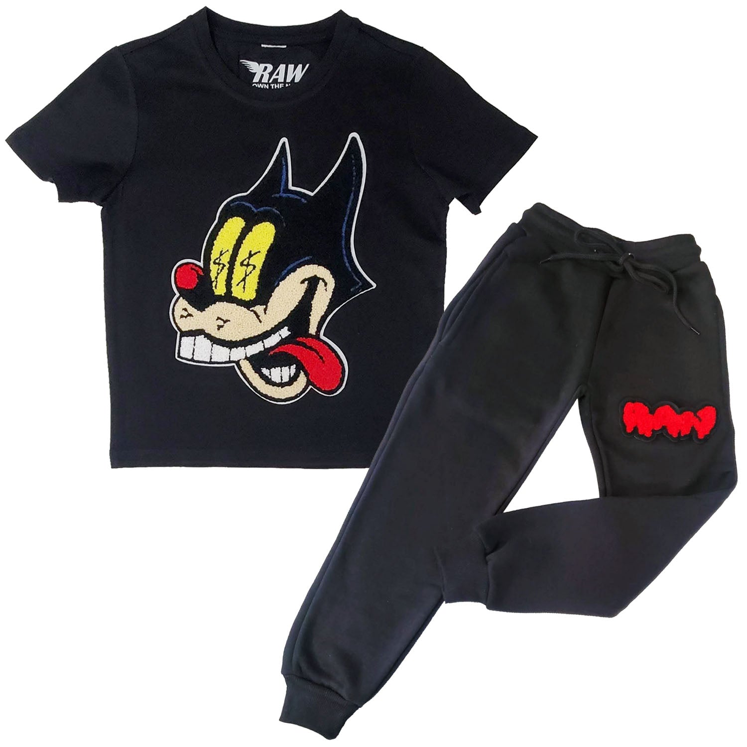 Kids Cash Chenille T-Shirts and RAW Drip Chenille Jogger Set