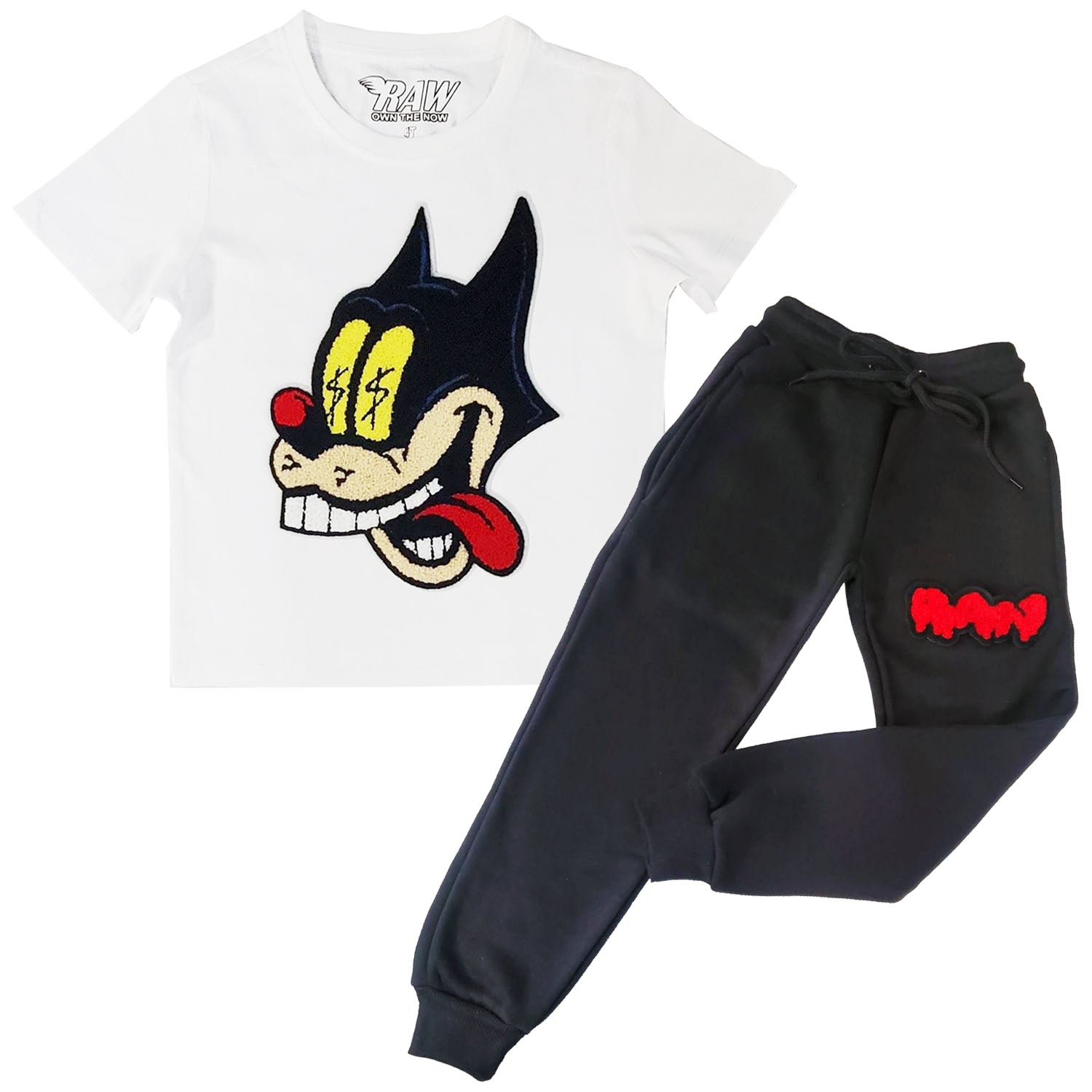 Kids Cash Chenille T-Shirts and RAW Drip Chenille Jogger Set