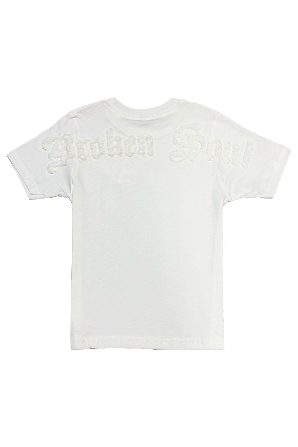 Kids Broken Soul White Chenille T-Shirt