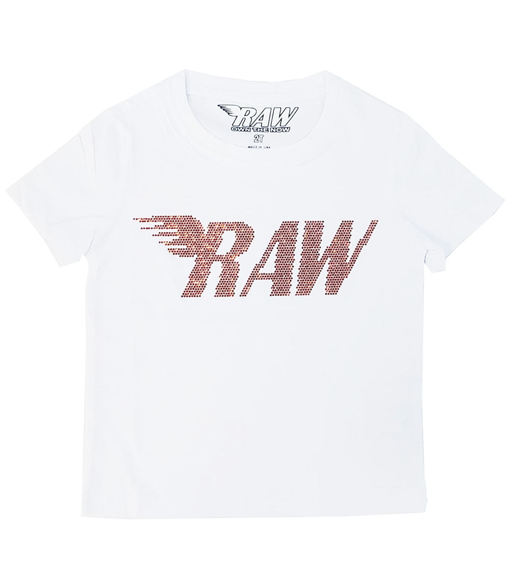 Kids RAW Wing Red Bling Crew Neck T-Shirt