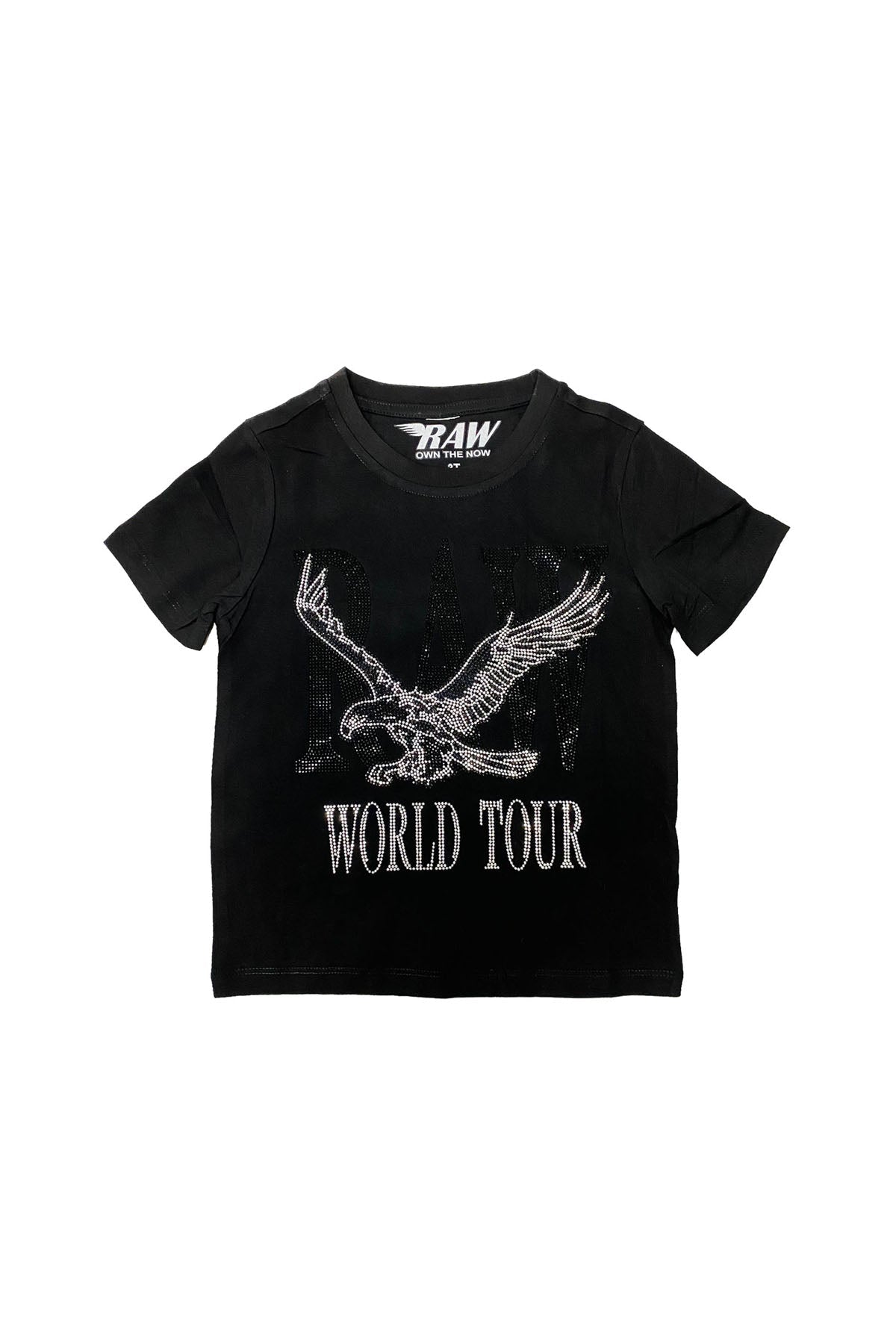 Kids RAW World Tour Black Bling Crew Neck T-Shirt