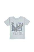 Kids RAW World Tour Light Blue Bling Crew Neck T-Shirt