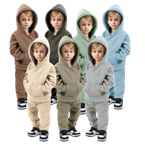 2026 Kids Winter Clothes Sweatshirt Kids Sweatsuit Set Zipper up Sports Wear Boy Girl Sweatsuit Wholesale Children Sweat Suits