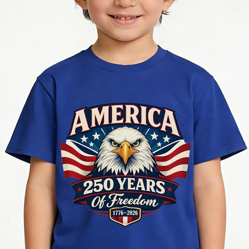 AMERICA 250 YEARS of Freedom Tshirt Bald Eagle Creative Design Children Shirt Boys and Girls July 4th Independence Day T-shirt