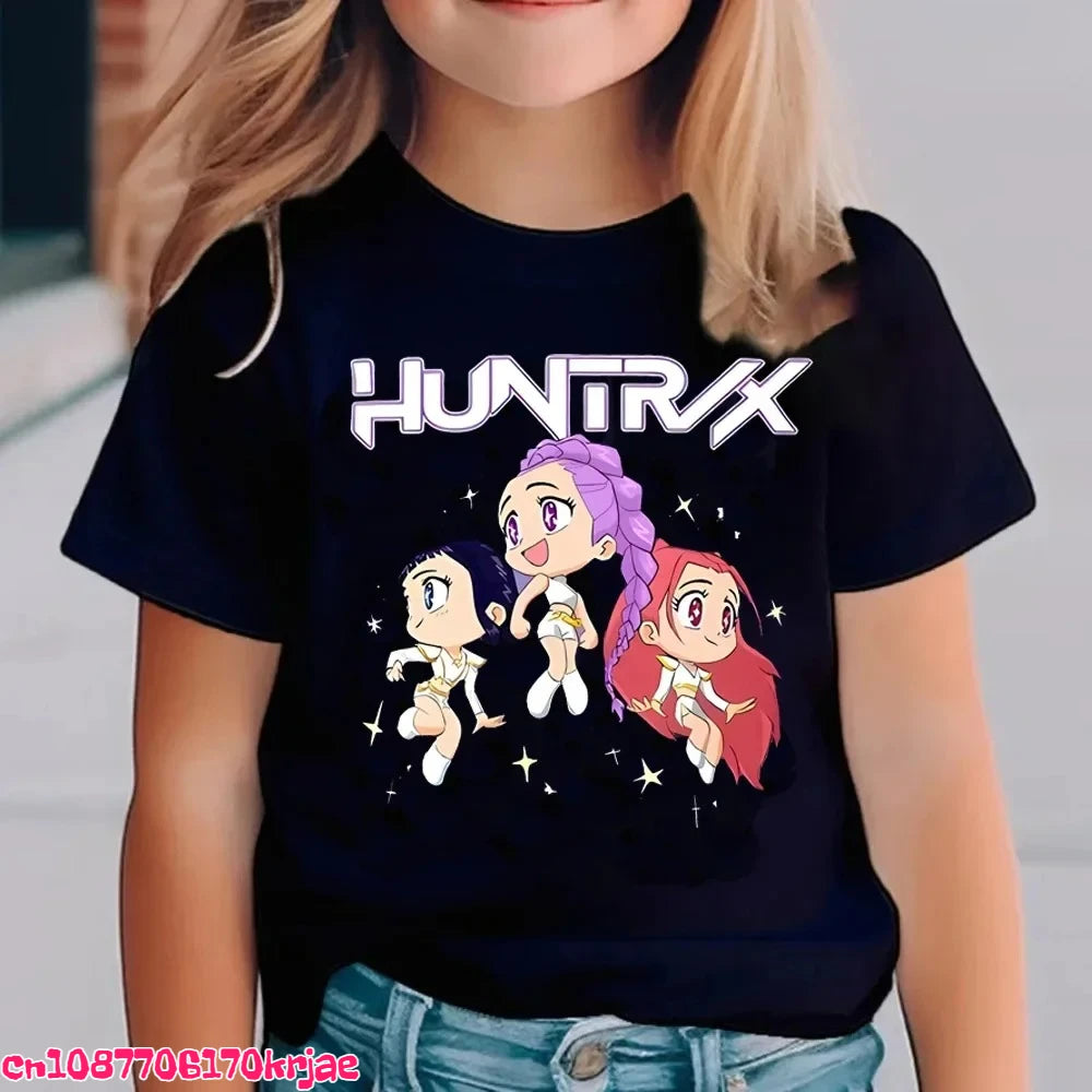Kids Saja Boys Print T-Shirt Anime Eyes  Short Sleeve Tee Boys Girls Casual Crew Neck Summer Tops Children Daily Wear Shirts
